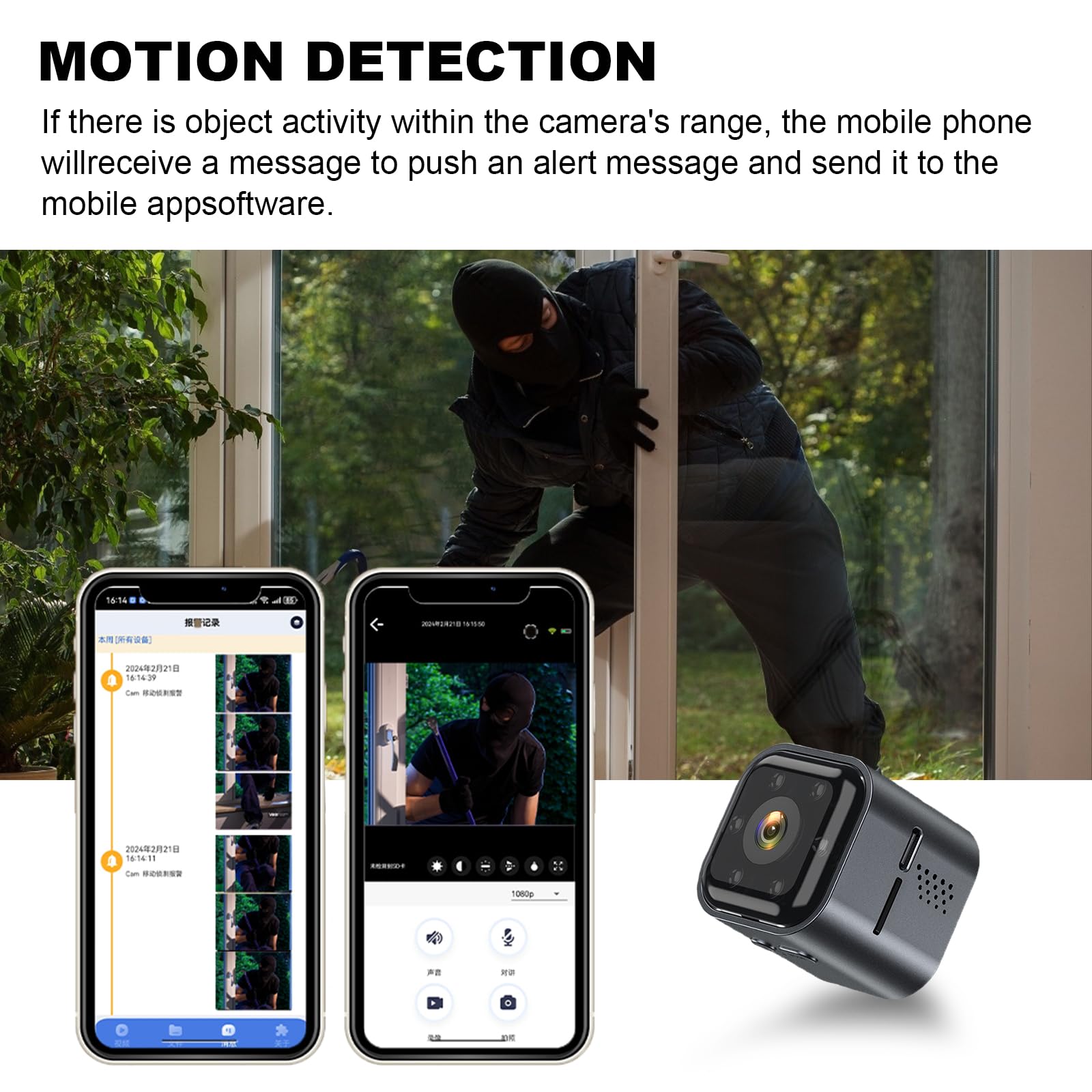 WORHUDY Mini Spy Camera - 4K HD WiFi Hidden Security Camera with Two-Way Audio, Motion Detection & Night Vision | Compact Surveillance Camera for Home Security, Nanny Cam, Office Monitoring & Pet Watching