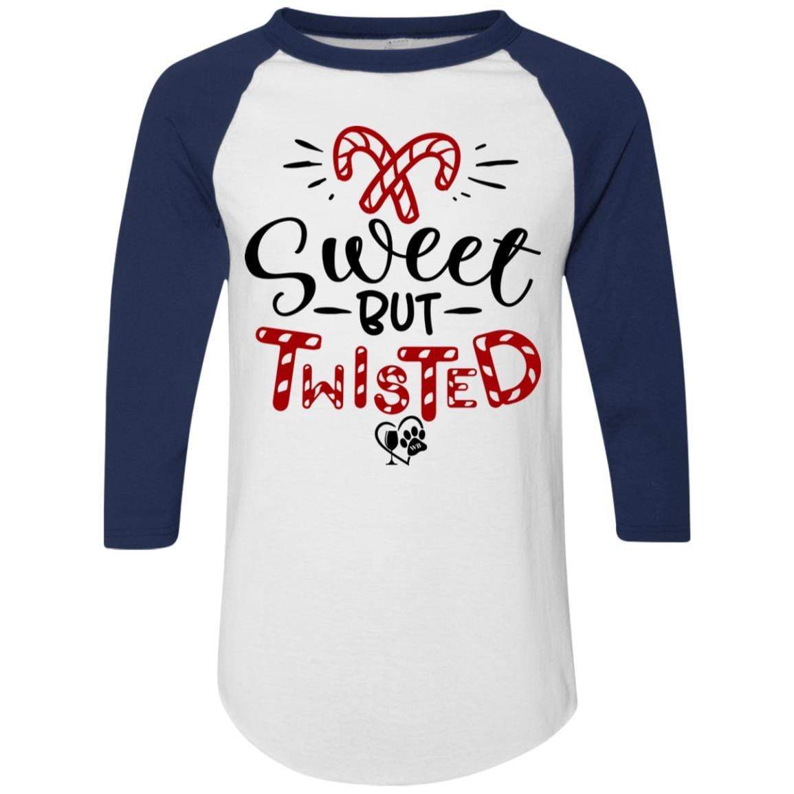 Sweet But Twisted Colorblock Raglan Jersey - Women's Long Sleeve Baseball Tee for Christmas & Holiday Parties - Cozy Casual Pullover for Festive Gatherings & Winter Outfits