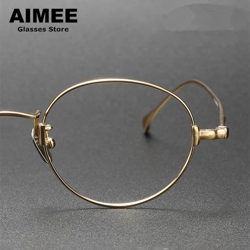 Aimee Unisex Full Rim Round Oval Titanium Eyeglasses 111053 - Lightweight & Durable Titanium Frame for Men & Women - Perfect for Reading, Work & Everyday Use