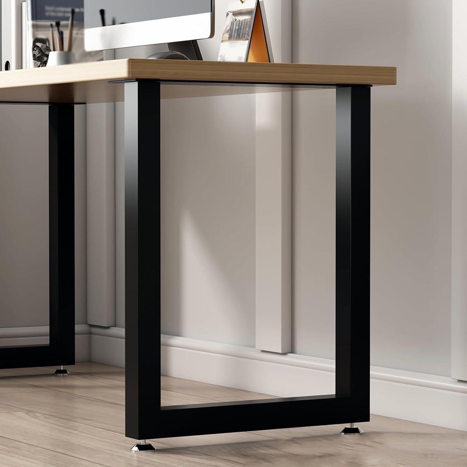 Heavy Duty 2 Pack 28 Inch Metal Table Legs - Square Industrial Steel Tube Iron Desk Legs Supports Up to 1000 lbs, 28