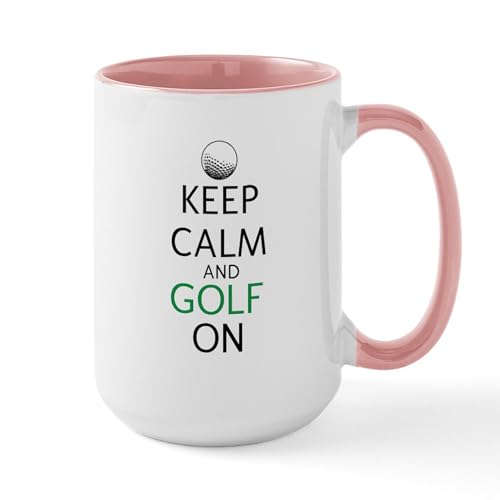White/Pink Inside - Keep Calm And Golf On Large Mug