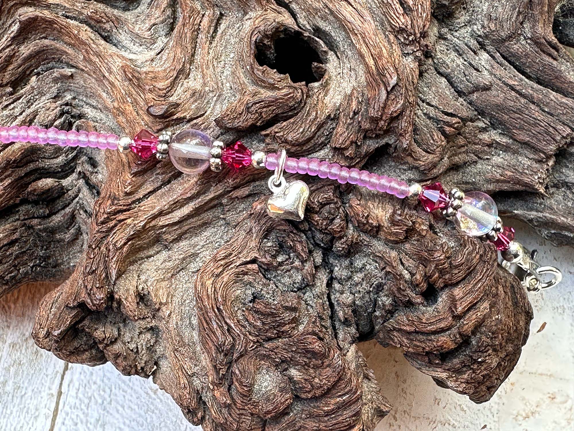 Elegant Heart Purple Beaded Anklet - Dainty Adjustable Ankle Bracelet for Women - Perfect for Beach, Summer & Boho Fashion Accessories
