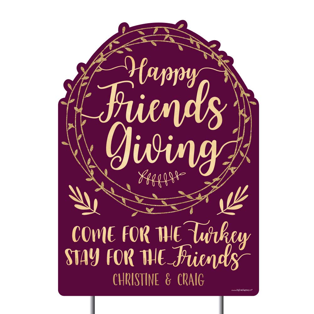 Personalized Elegant Thankful for Friends Sign - Custom Friendsgiving Thanksgiving Party Decor - Welcome Yard Sign for Outdoor & Indoor Celebrations - Perfect for Friendsgiving, Thanksgiving, and Holiday Gatherings