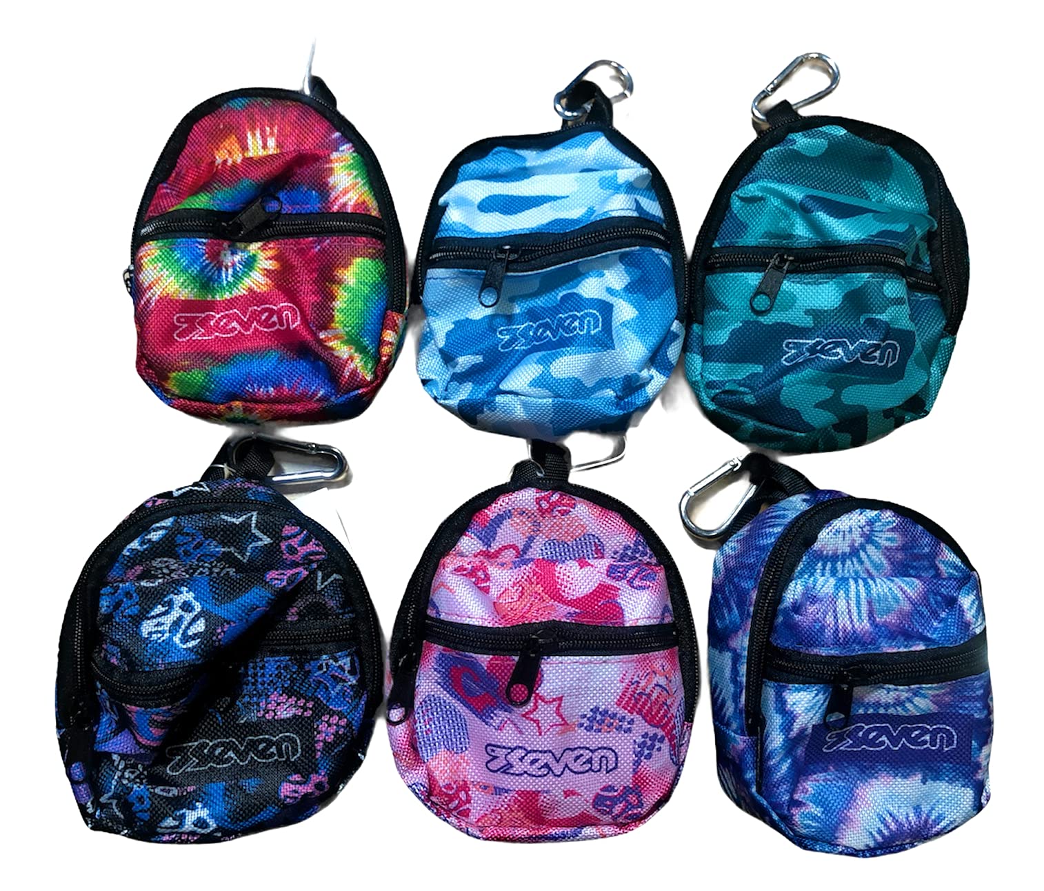Seven Kit Mini Keychain Bag with Carabiner Clip - Black Flower Design for Keys, Wallet & Everyday Carry | Perfect for Travel, Gym & Outdoor Adventures