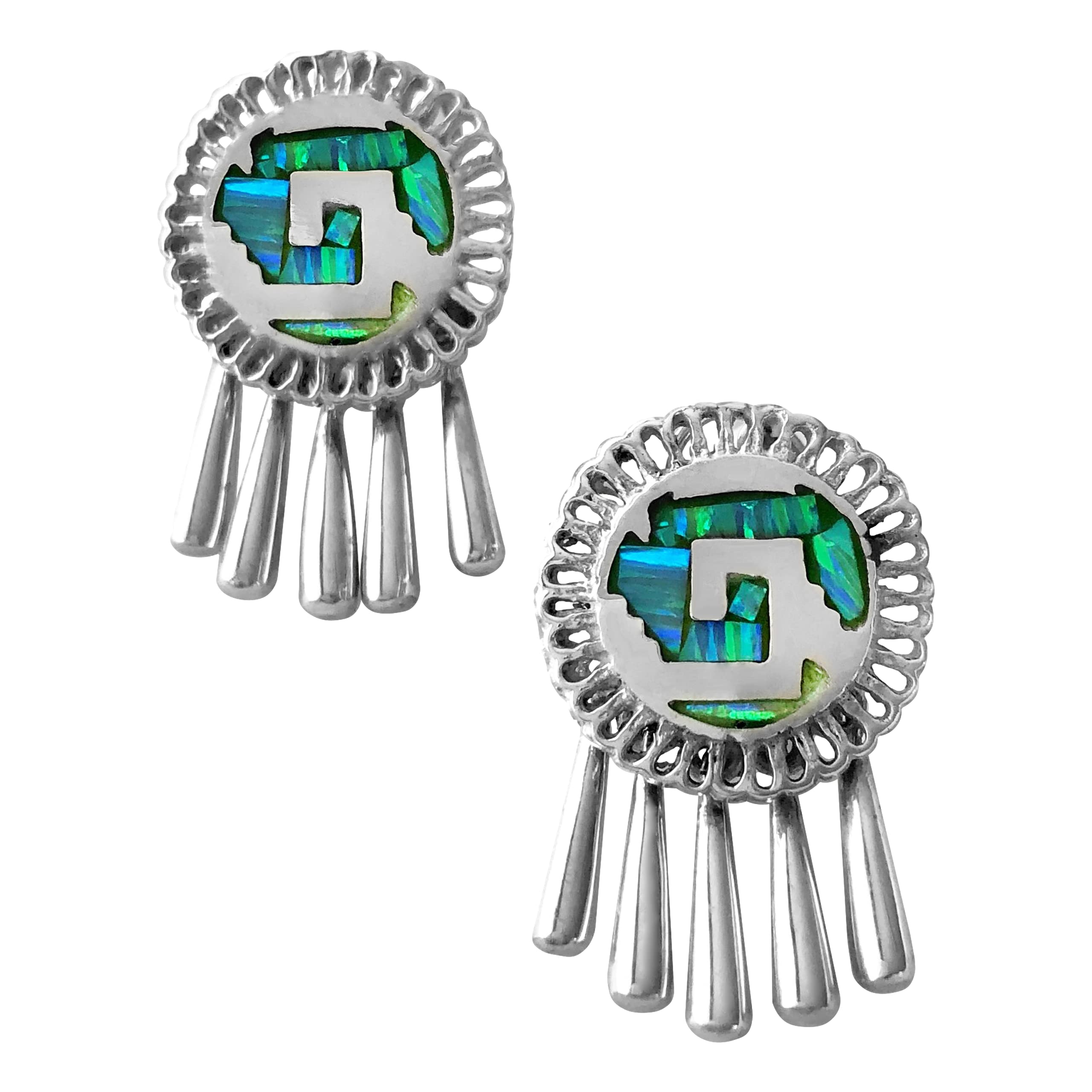 Chimalli's Sterling Silver Earrings with Genuine Green Opal - Perfect for Parties, Weddings & Everyday Elegance