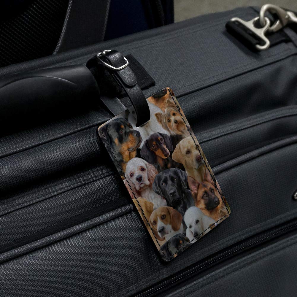 Durable Leather Dog ID Tag for Retrievers, Dachshunds & Poodles - Personalized Pet Name Tag with Rectangle Shape - Perfect for Travel, Luggage & Pet Collar Identification