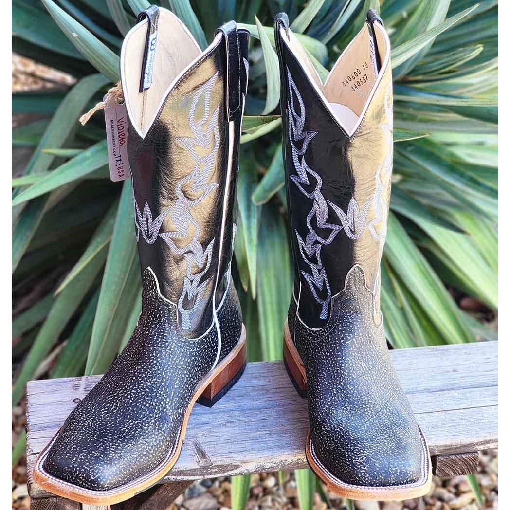 Anderson Bean Grey Safari Giraffe Square Toe Boots for Men - Western Cowboy Work Boots - Comfortable & Durable Leather Boots for Riding, Hiking, and Outdoor Adventures
