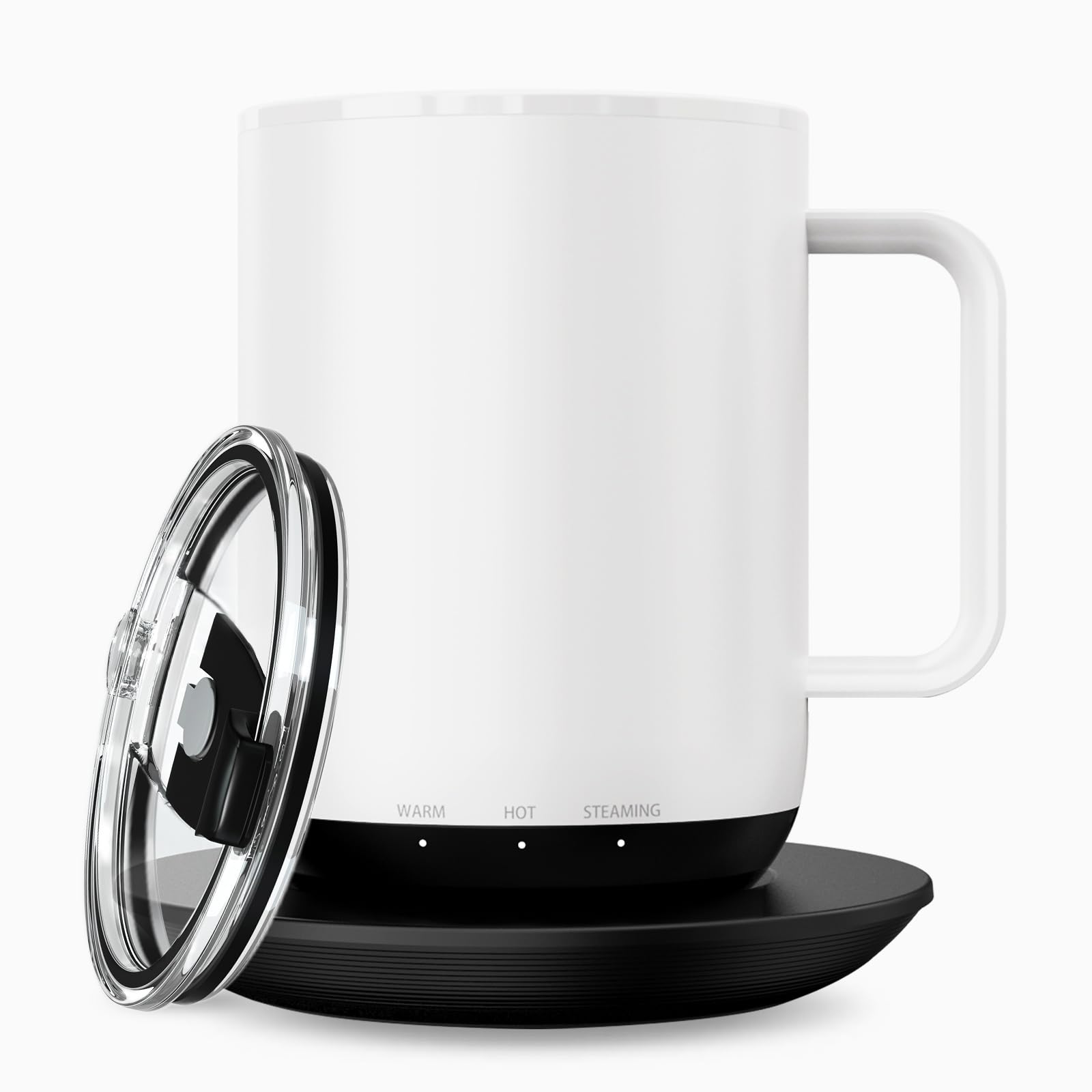 VSitoo S3PLUS 14oz Smart Self-Heating Coffee Mug with Temperature Control - Rechargeable Electric Travel Mug with 90 Min Battery Life, APP & Manual Control - Perfect for Office, Commuting & Outdoor Use - White