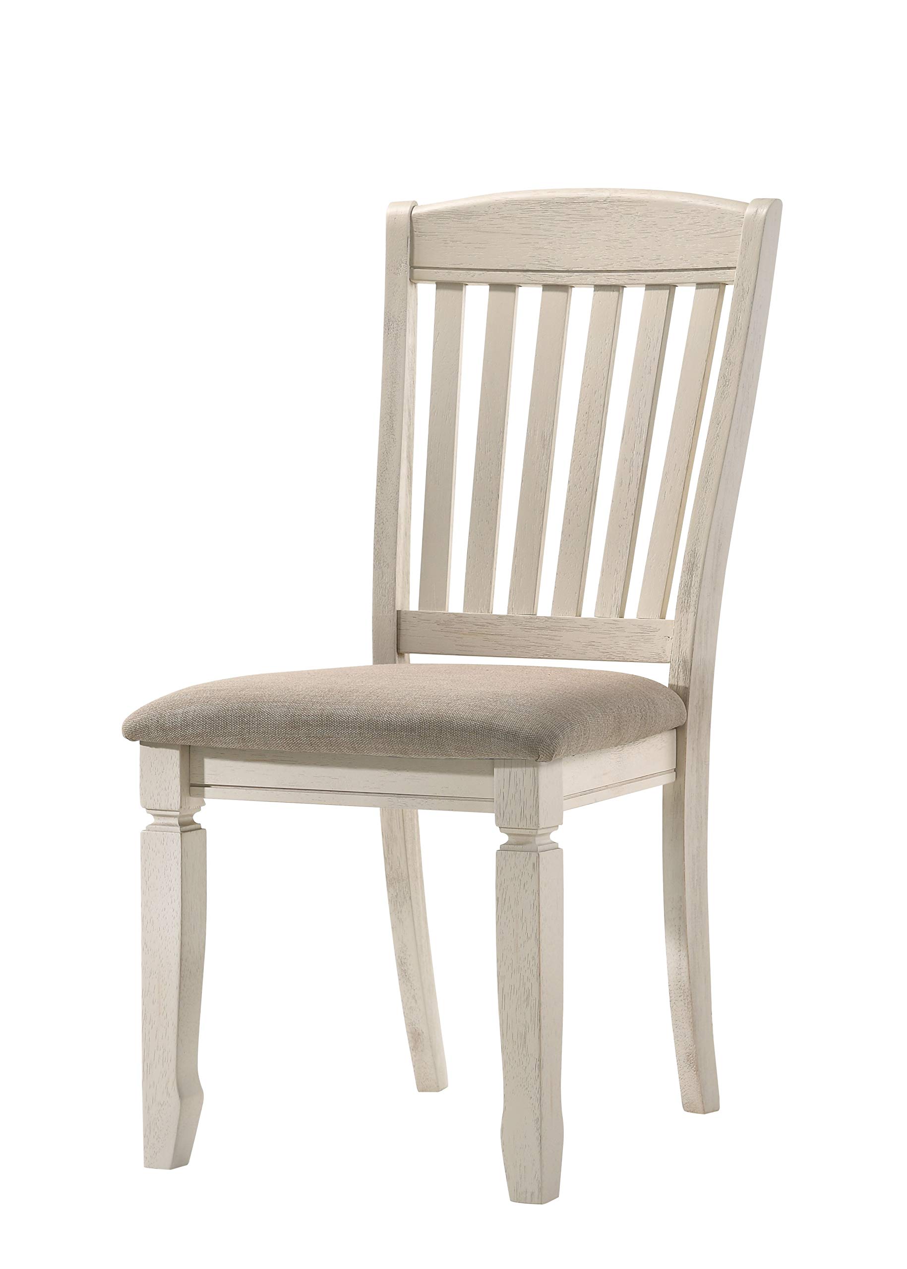 Acme Furniture Fedele Side Chair - Tan Fabric & Cream Finish - Modern Dining Chair for Kitchen, Living Room, and Office Use