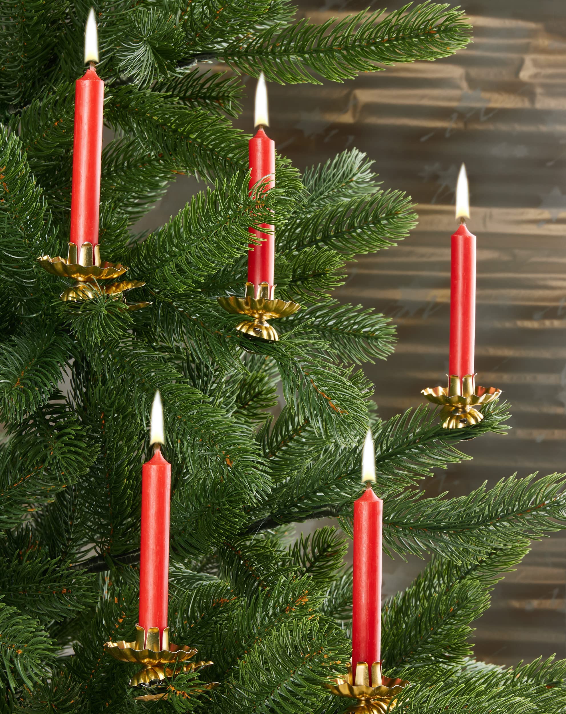 20 Pack Red Tree Candles - 3¾ x ½ Inches (9.5 x 1.27cm) - Handmade in Europe - Perfect for Christmas Pyramids, Carousels & Chimes - Festive Holiday Home Decor