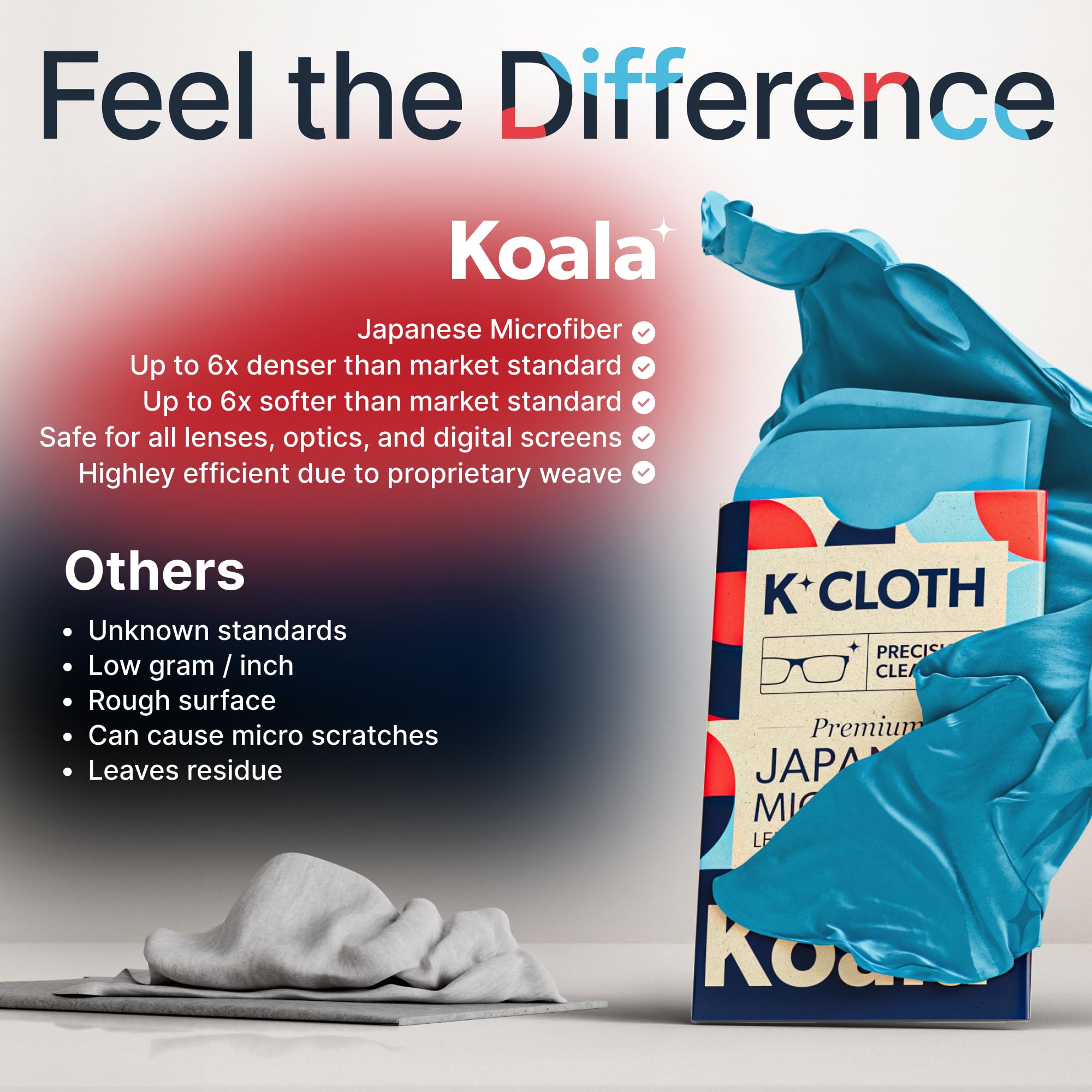 Premium Koala Lens Cleaning Cloth - Ultra Soft Japanese Microfiber for Glasses, Camera Lenses, VR/AR Headsets & Screens - Streak-Free Cleaning for Eyewear & Electronics - Blue & Purple (12 Pack) - Perfect for Home, Office & Travel Use