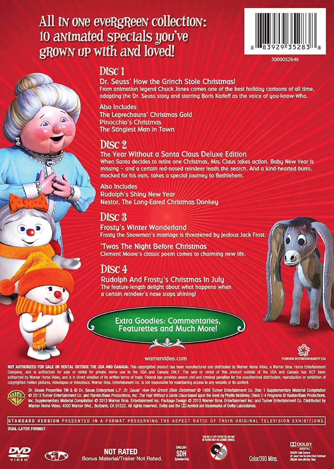 Original Christmas Classics DVD Collection - Rudolph the Red-Nosed Reindeer, Frosty the Snowman, A Charlie Brown Christmas, The Year Without a Santa Claus & How the Grinch Stole Christmas - Holiday Cartoon Specials for Family Movie Nights & Christmas Traditions