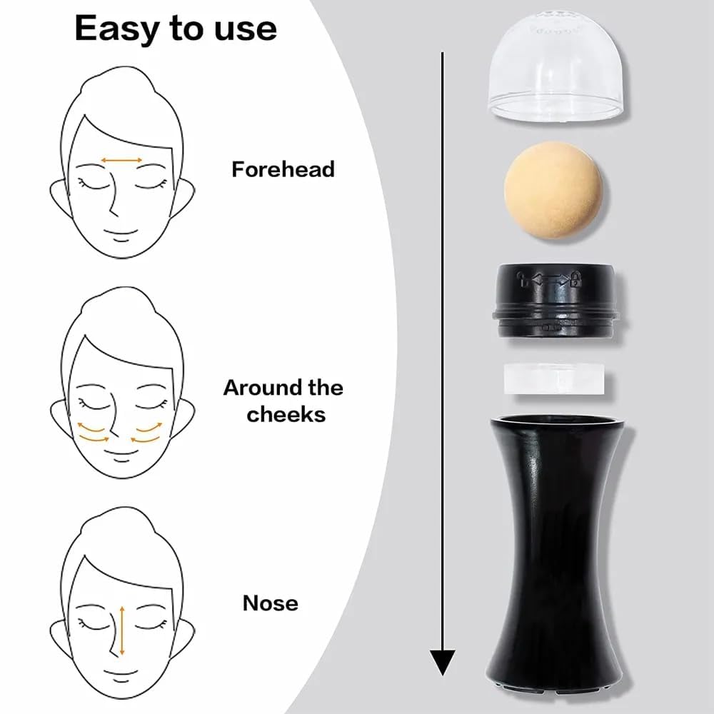 Natural Volcanic Stone Oil Absorbing Roller - Facial Pore Cleanser & Oil Removing Massage Stick for Makeup & Skin Care | Perfect for On-the-Go Touch Ups & T-Zone Shine Control