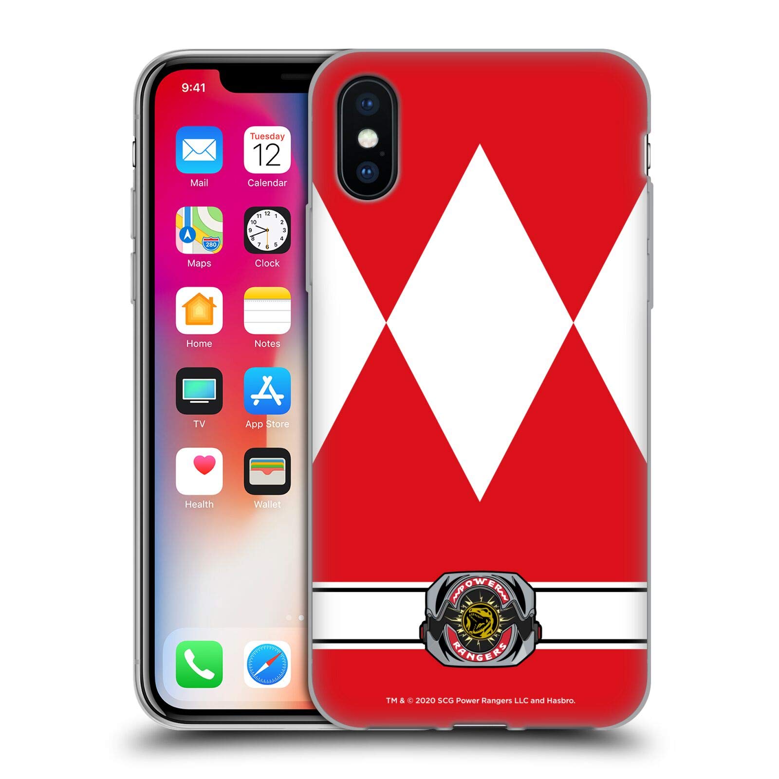 Power Rangers Red Ranger Retro iPhone X/Xs Soft Gel Case - Officially Licensed by Head Case Designs for Fans & Collectors