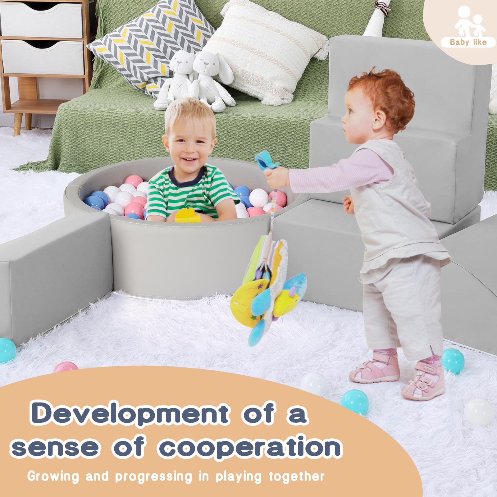 Soft Foam Climbing Blocks for Toddlers - 4-Piece PU Leather Climbing Toys with Ball Pit | Safe Indoor Play Equipment for Kids Crawling, Sliding & Learning | Perfect for Playrooms, Daycares & Home Gyms
