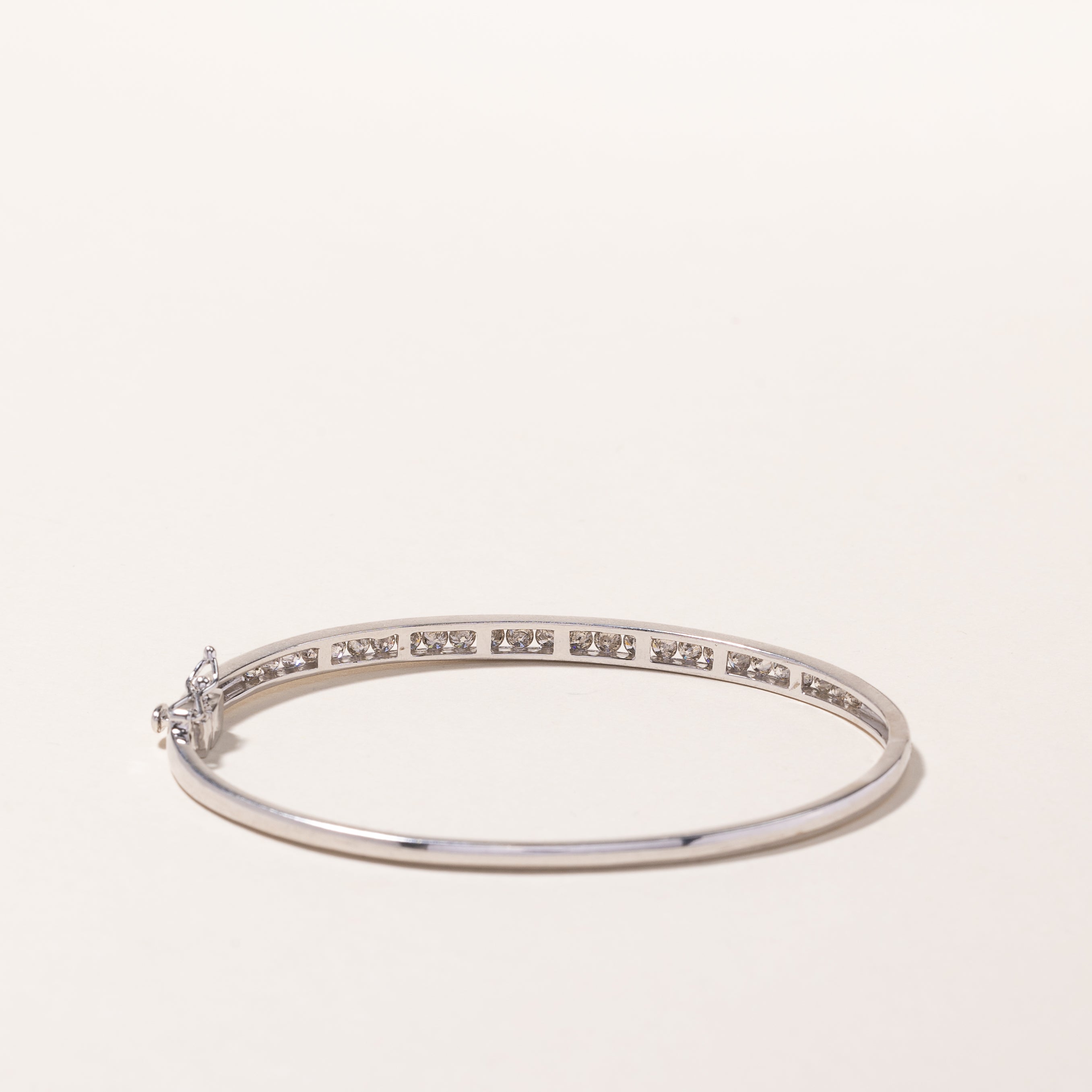 10K White Gold Diamond Bangle Bracelet for Women - 1.37 Carat Total Weight (ctw) - 7 Inches - Elegant Jewelry Gift for Anniversary, Birthday & Special Occasions