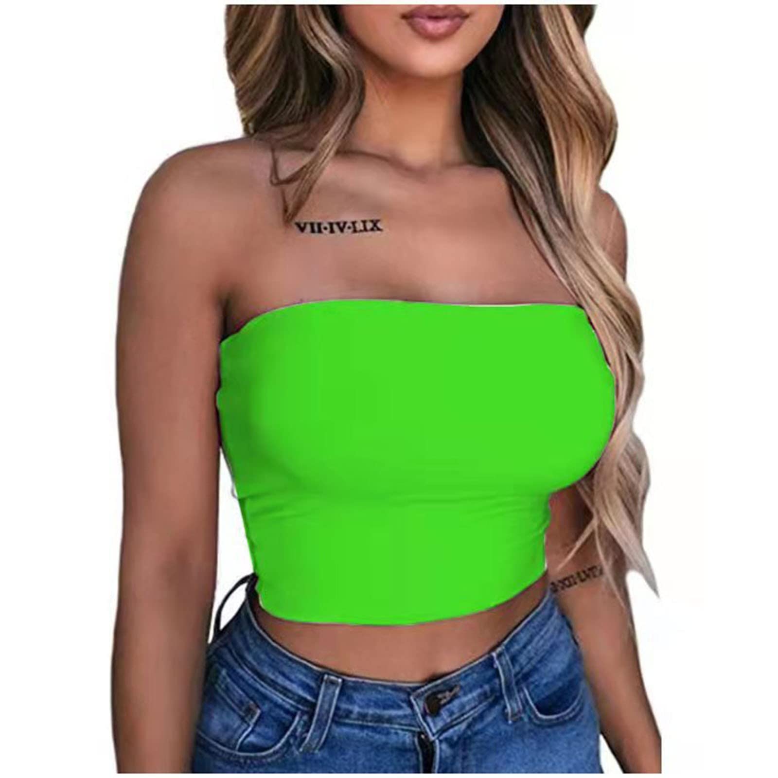 Women's Tube Tops - Strapless Summer Sleeveless Crop Tops | Sexy Casual Bandeau Shirts for Beach, Party & Everyday Wear | Solid Color Basic Tank Tops