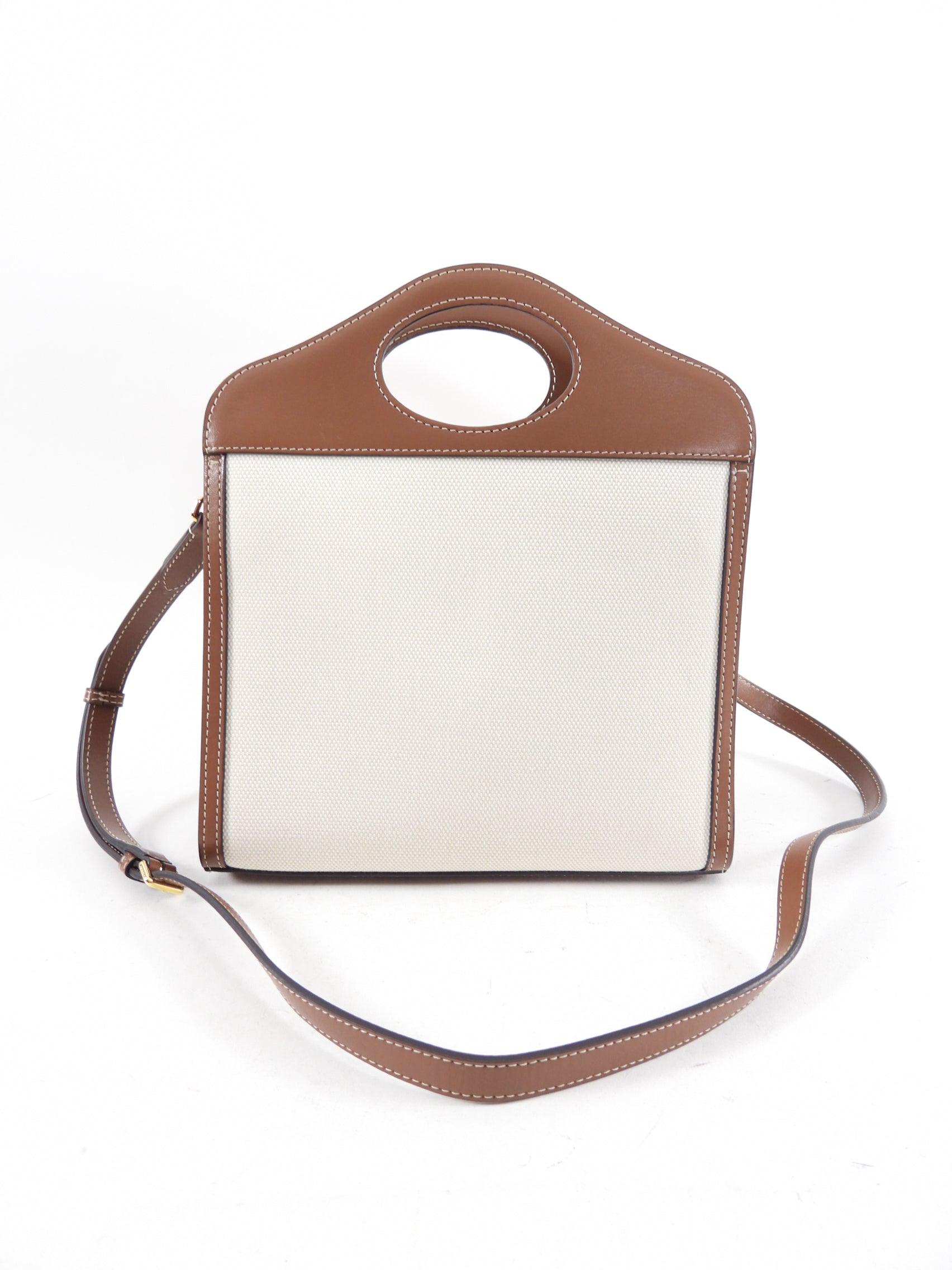Burberry Small Canvas and Leather Pocket Bag - Stylish Crossbody Bag for Women | Perfect for Everyday Use, Travel & Casual Outings