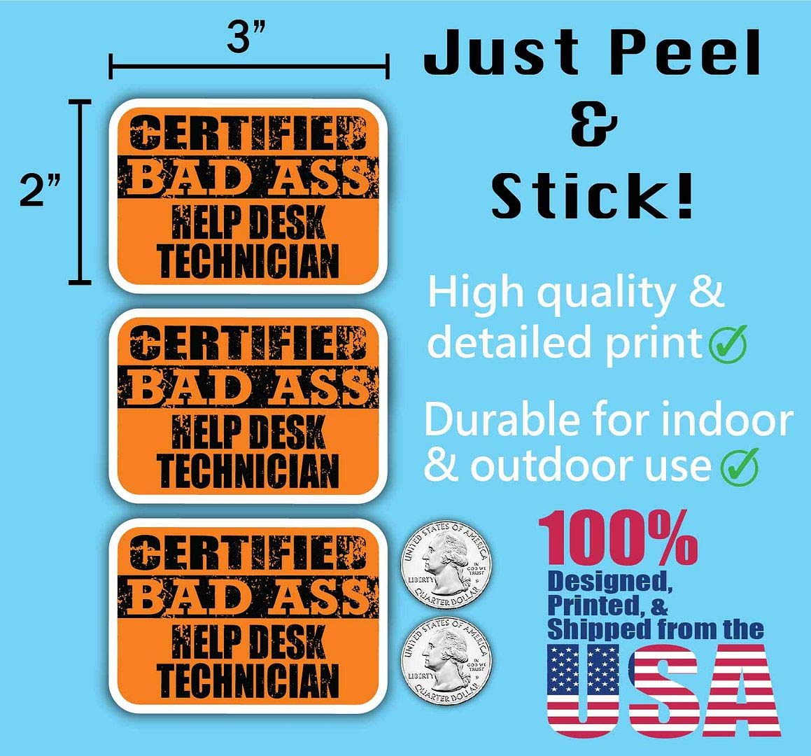 Certified IT Technician Stickers - Funny Job Gift for Techs - 3M Vinyl Decal for Laptops & Hard Hats