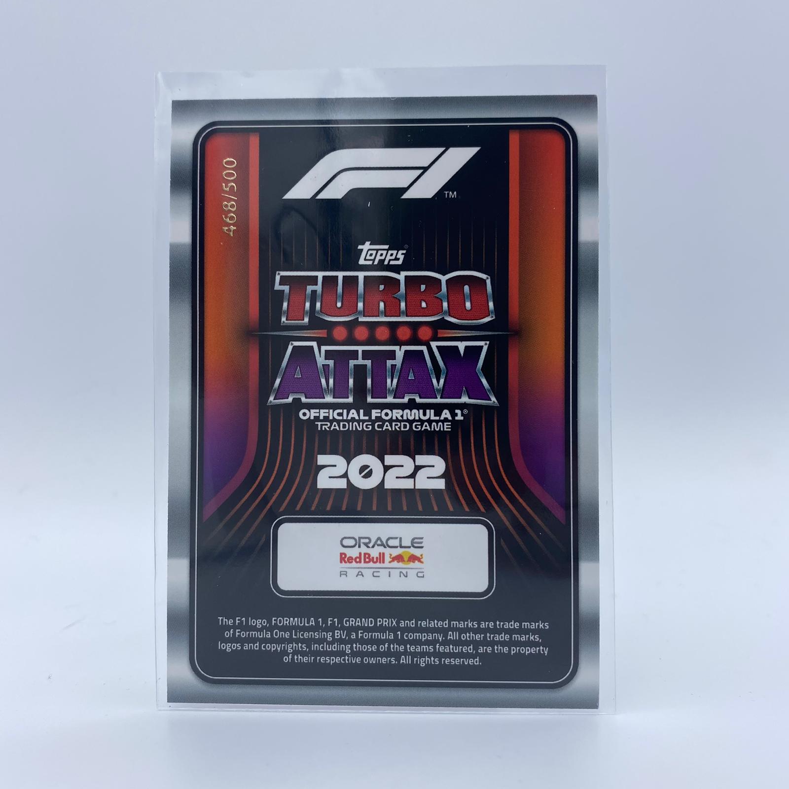 Max Verstappen #330 F1 100 Club Turbo Attax 2022 - 468/500 Limited Edition Trading Card for F1 Fans & Collectors - Perfect for Sports Memorabilia Displays & Racing Enthusiast Gifts