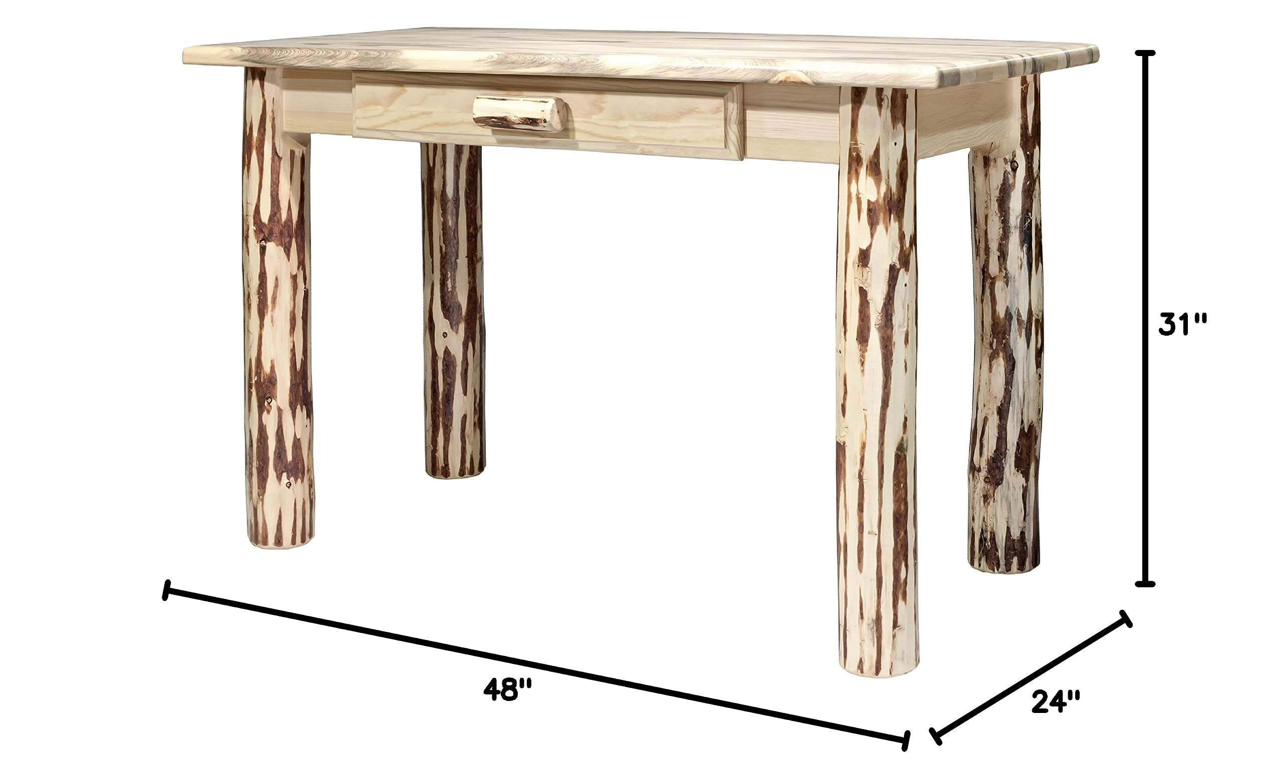 Montana Woodworks Writing Desk - Solid Wood Montana Collection with Clear Lacquer Finish for Home Office, Study & Workspace