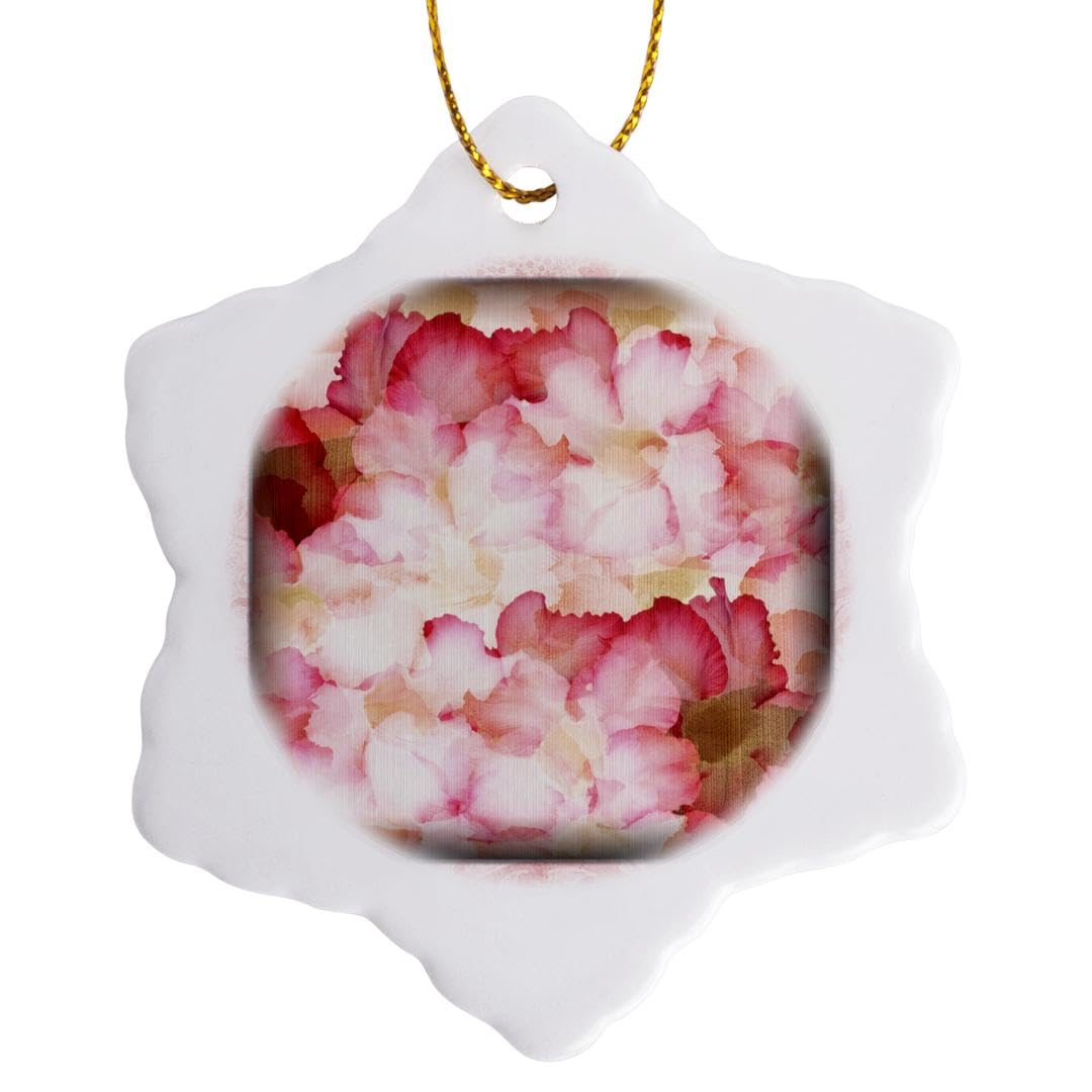 3D Rose Pink and Red Rose Petals Snowflake Ornament - Christmas Tree Decoration, Holiday Home Decor, Winter Gift Idea