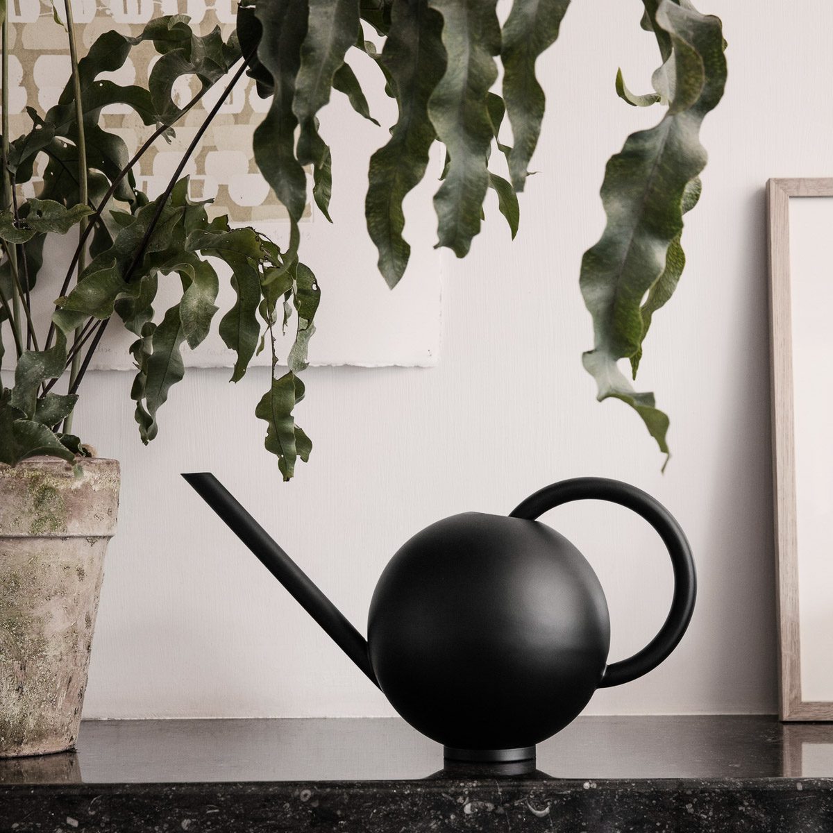 FERM LIVING Orb Watering Can - Modern Indoor Plant Watering Can for Home & Garden, Black - Perfect for Houseplants, Succulents & Small Gardens