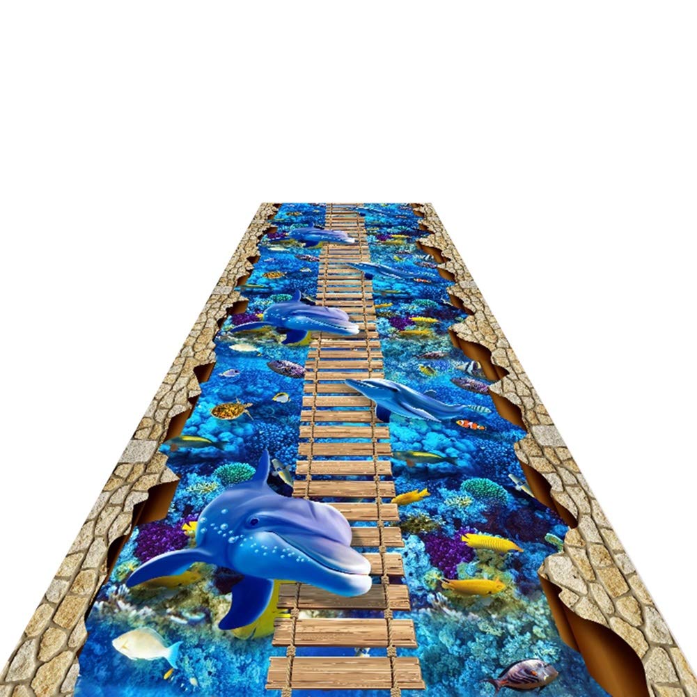 Non-Slip Runner Rug for Indoor & Outdoor Use - Ocean World Design, 100cm x 300cm, Perfect for Nursery, Swimming Pool, Underwater Museum & Coastal Home Decor