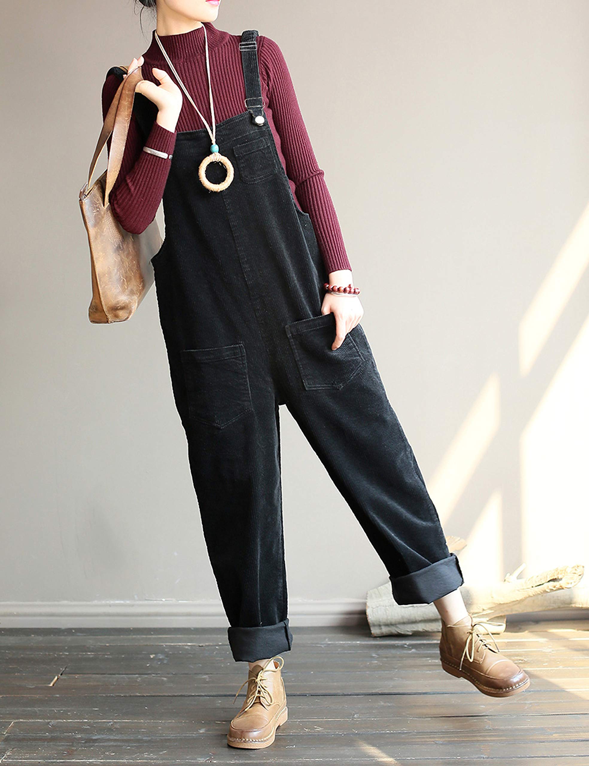 Lentta Women's Corduroy Overalls - Adjustable Straps, Bib Jumpsuit for Fall Fashion | Perfect for Casual Outings, Workwear & Autumn Styling
