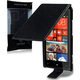 HTC 8X Flip Cover Case for HTC 8X Smartphone - Premium Black Leather Protective Case with Card Slot - Perfect for Work, Travel & Daily Use