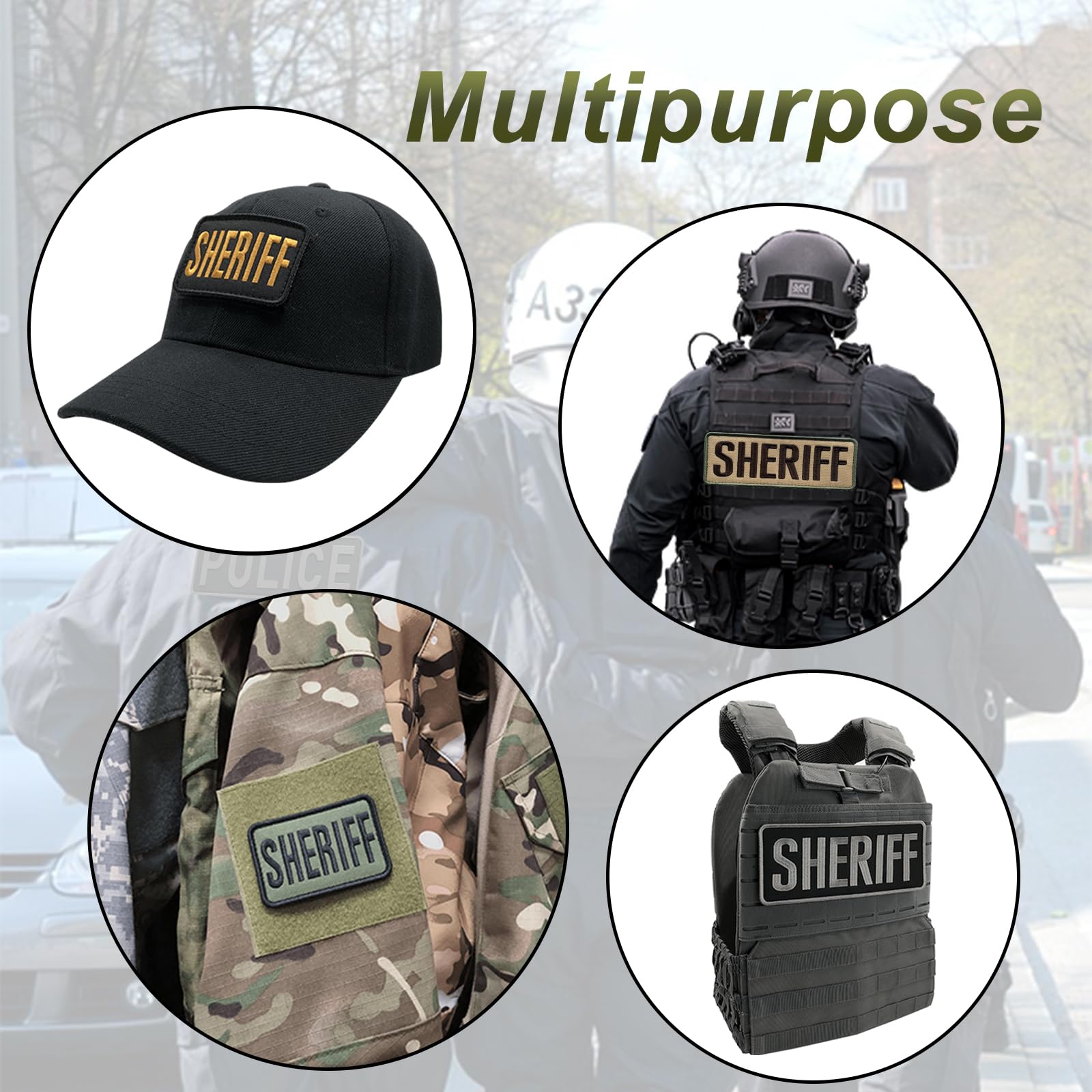 Sheriff Patch Embroidery Gold Yellow 3x2 inches with Hook Fastener Back - Premium Embroidered Badge for Hats, Caps, Bags, Backpacks & Vests (Black and Yellow, XS 3