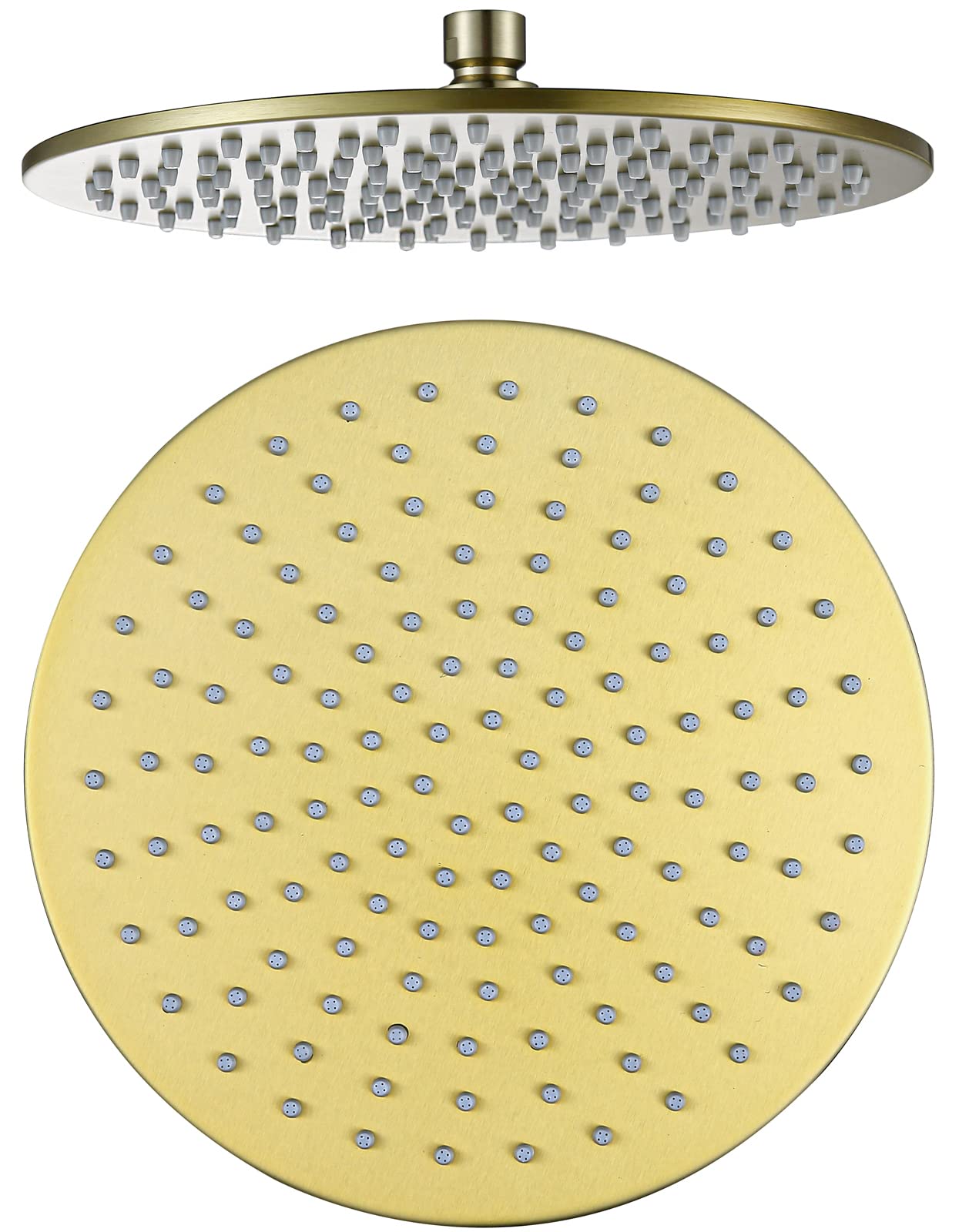 10 Inch Brushed Gold Rain Shower Head - High Pressure Stainless Steel Waterfall Showerhead with Full Body Coverage - Perfect for Luxurious Spa-like Bathroom Experience