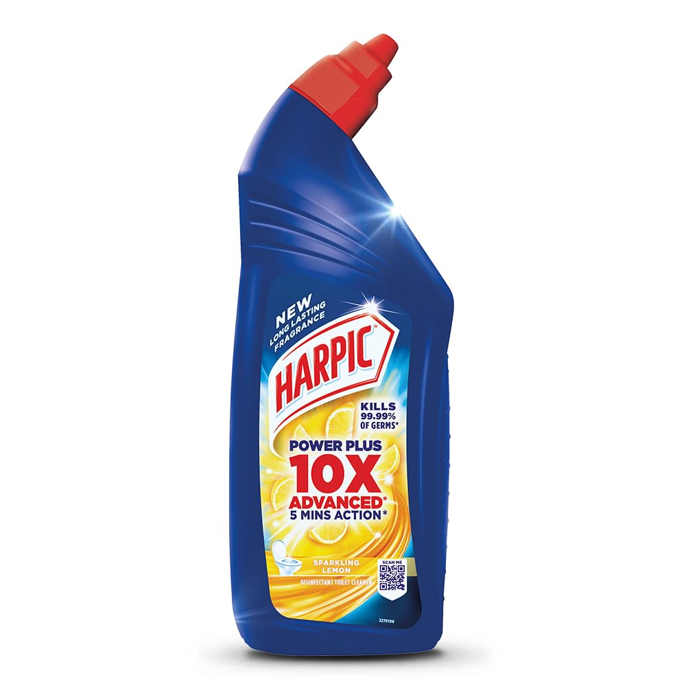 Harpic 1 Litre Lemon Toilet Cleaner - Powerful Disinfectant for Toilet Bowls | Fresh Lemon Scent | Kills 99.9% Germs | Ideal for Bathroom Cleaning & Sanitizing | Leaves Toilets Sparkling Clean & Fragrant