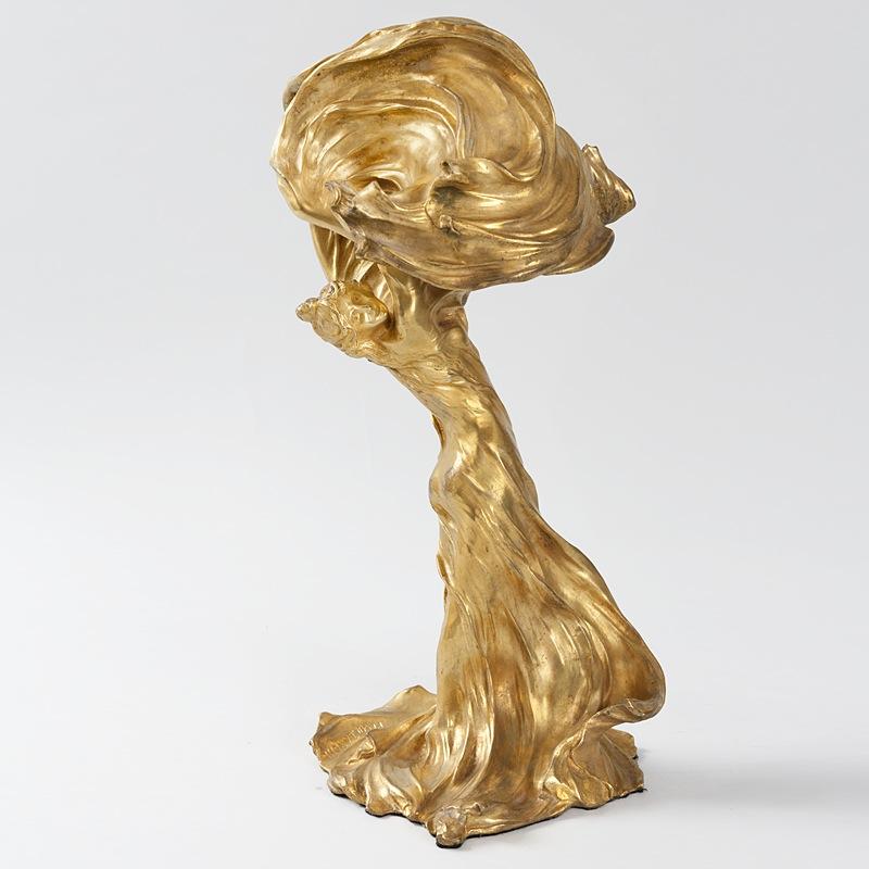 François Raoul Larche Gilt Bronze Loïe Fuller Sculpture with Lighting - Elegant Art Deco Home Decor for Living Room, Office & Collector's Display