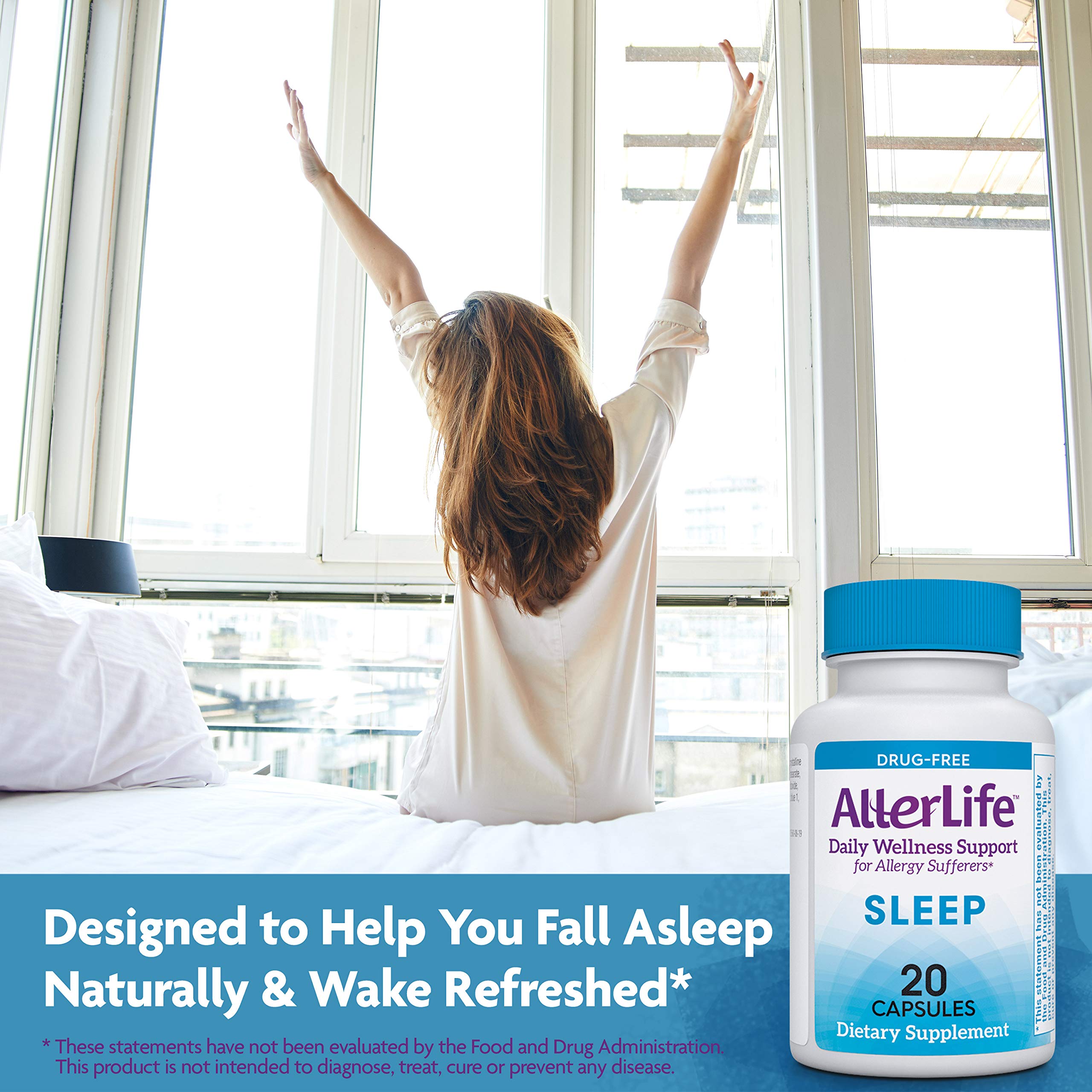 Allerlife Sleep Capsules - Natural Allergy Relief & Sleep Aid Supplement, 20 Count - Supports Restful Sleep & Seasonal Allergy Relief for Adults - Perfect for Nighttime Use & Travel