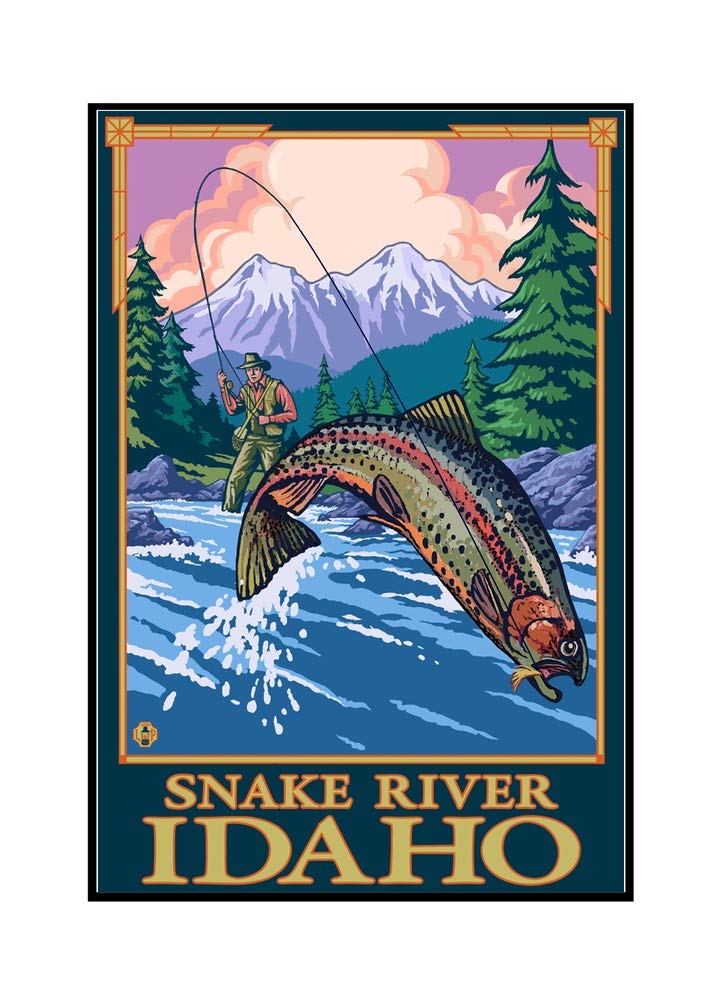 Snake River Idaho Fly Fishing Art Print - 24x36 Framed Gallery Wrapped Canvas Wall Decor for Living Room, Office & Cabin - Perfect Gift for Anglers & Nature Lovers