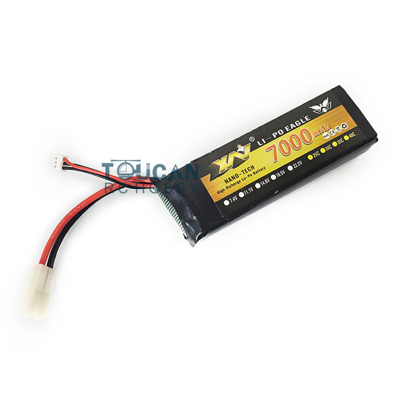 Upgraded 1/16 Henglong 7000mAh 7.4V LiPo Battery for RC Tanks - High Capacity Rechargeable Battery for Radio Control Models - Perfect for RC Tank Battles and Long-Duration Play