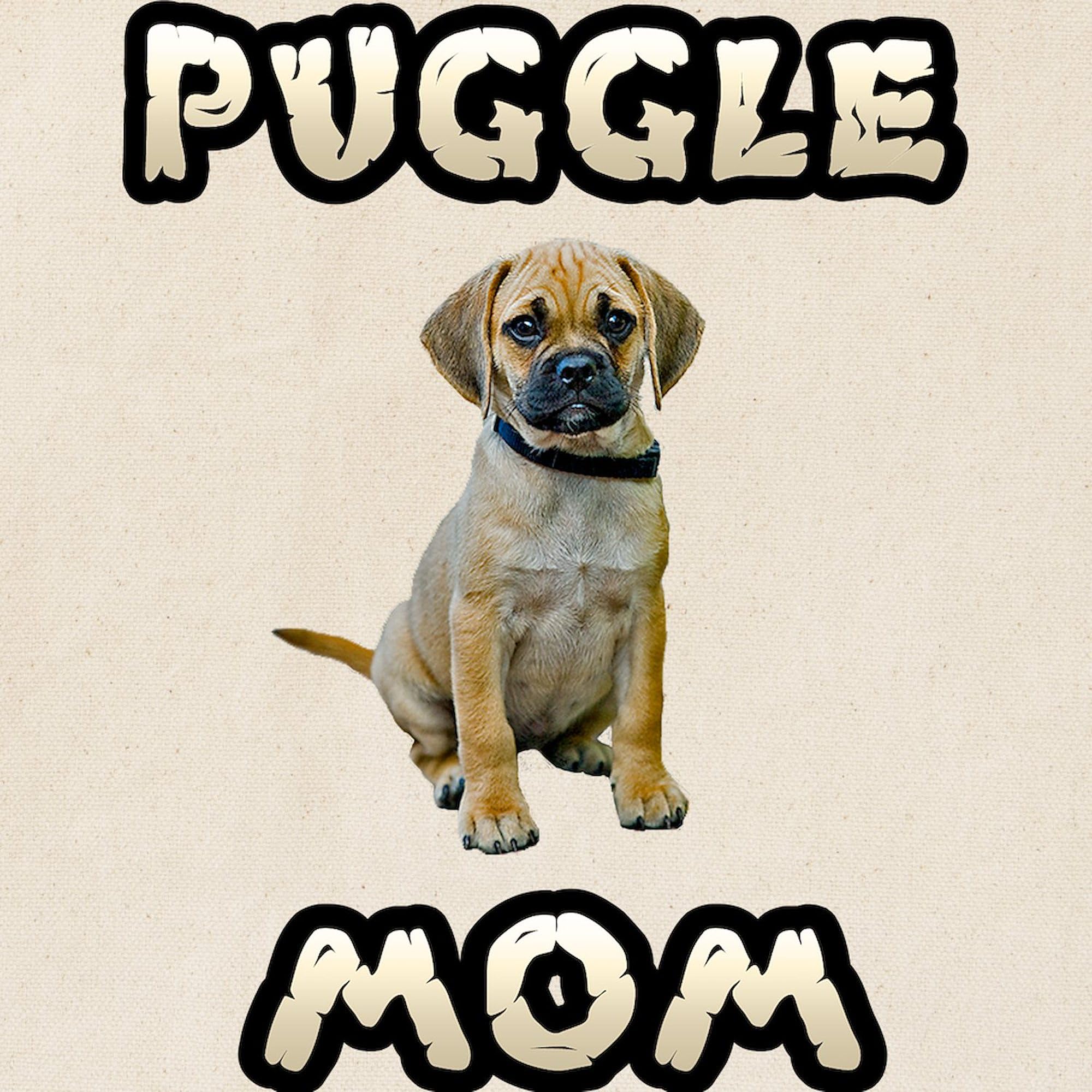 Puggle Mom Tote Bag - Natural Canvas Reusable Shopping Bag for Women | Eco-Friendly Grocery Tote for Dog Lovers, Pet Owners & Everyday Use