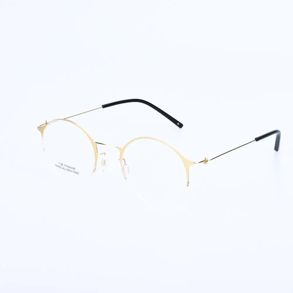 Aimee Unisex Semi-Rimless Round Alloy Eyeglasses Frame 1850 - Lightweight & Durable for Reading, Driving, and Daily Wear