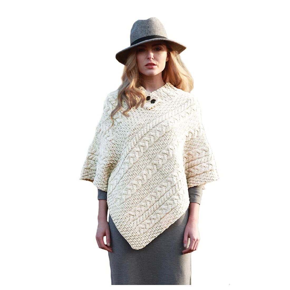 100% Irish Merino Wool Poncho for Women - Handmade in Ireland - Cozy & Warm Winter Shawl for Outdoor Activities & Travel