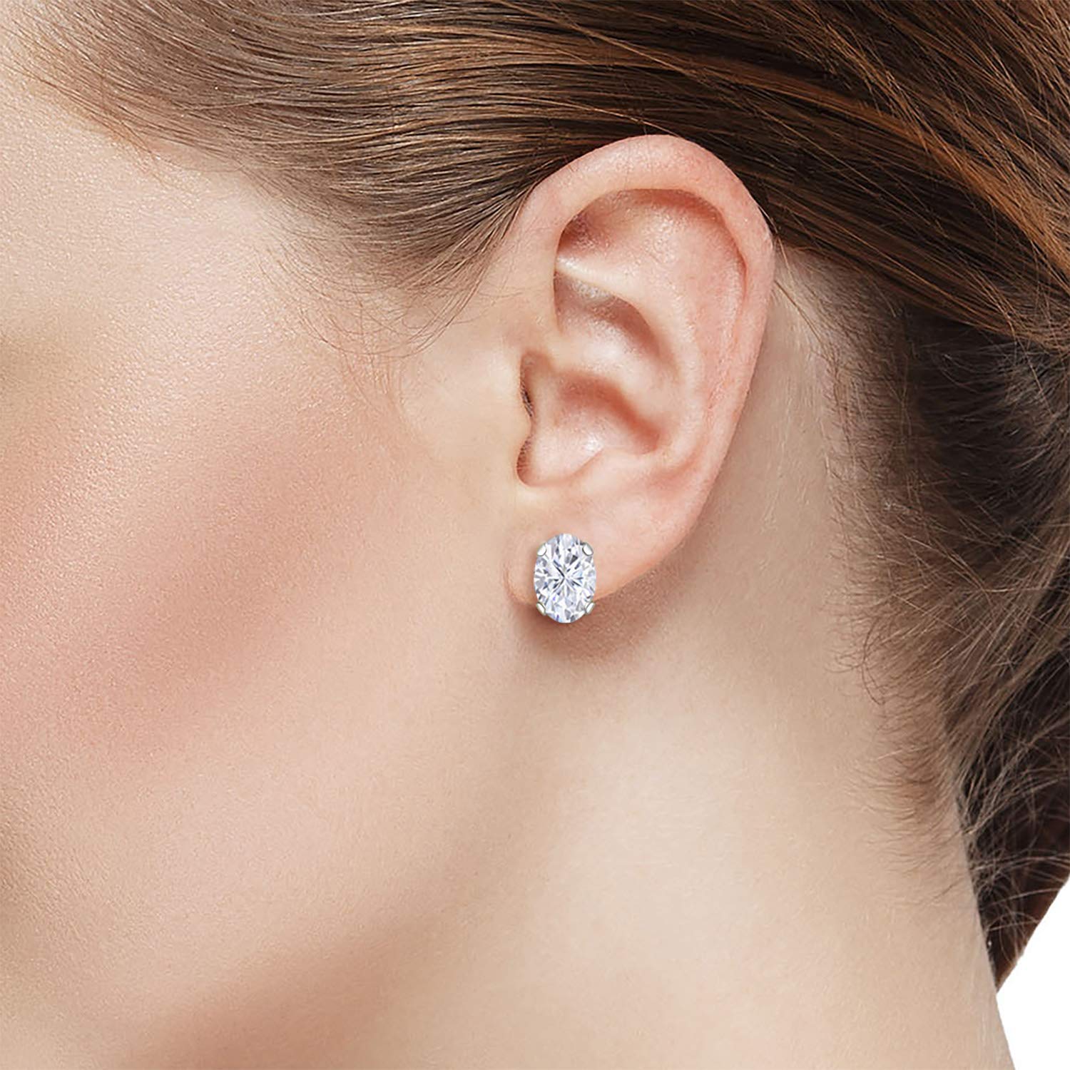 14K Yellow or White Gold 8X6MM Oval Birthstone Stud Earrings for Women & Men | Gem Stone King | Perfect Gift for Birthday, Anniversary & Special Occasions