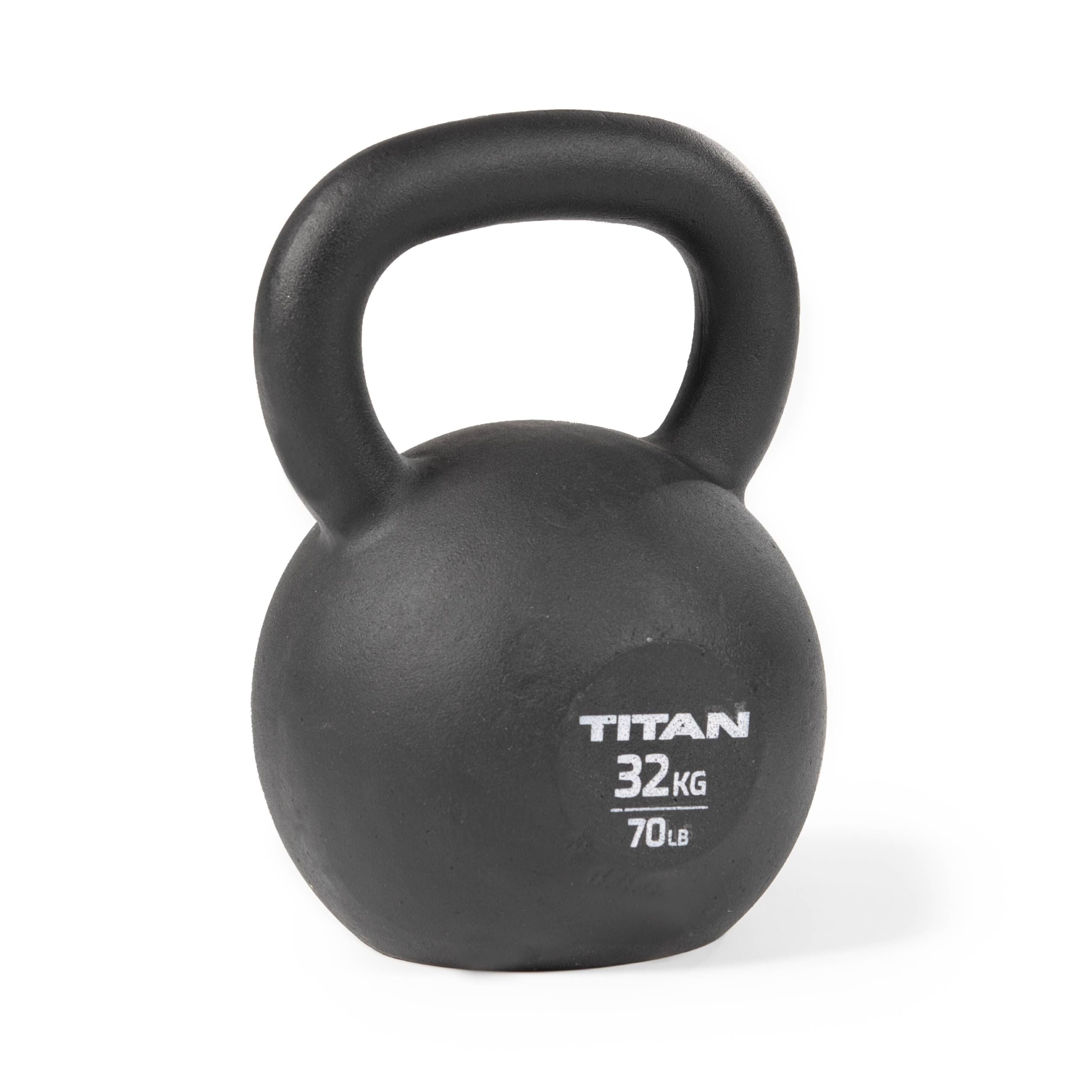 Titan Fitness Cast Iron Kettlebell - Single Piece Casting with KG & LB Markings for Full Body Workout - Ideal for Home Gym, CrossFit & Strength Training