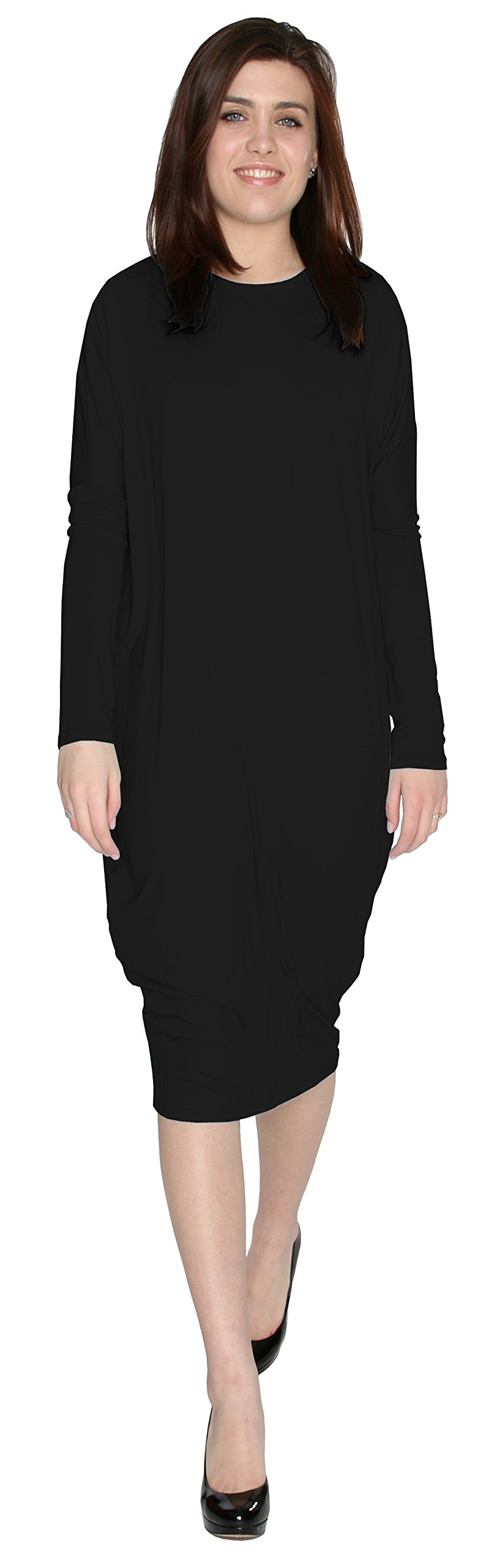 BABY O Women's Basic Modest Cover Up Dress - Comfortable Midi Long Cocoon Style - Made in USA - Perfect for Beach Cover Ups, Church Wear & Casual Outings
