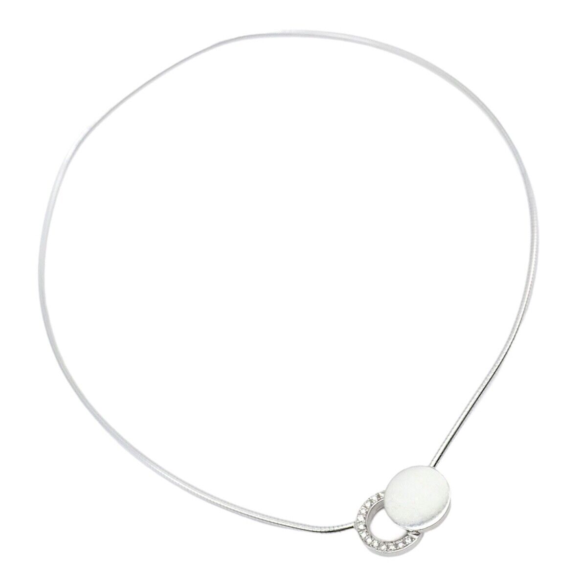 Authentic Dinh Van 18k White Gold Diamond Ombre De Lune Necklace - Luxury Modernist Jewelry for Women, Perfect for Evening Gala & Special Occasions