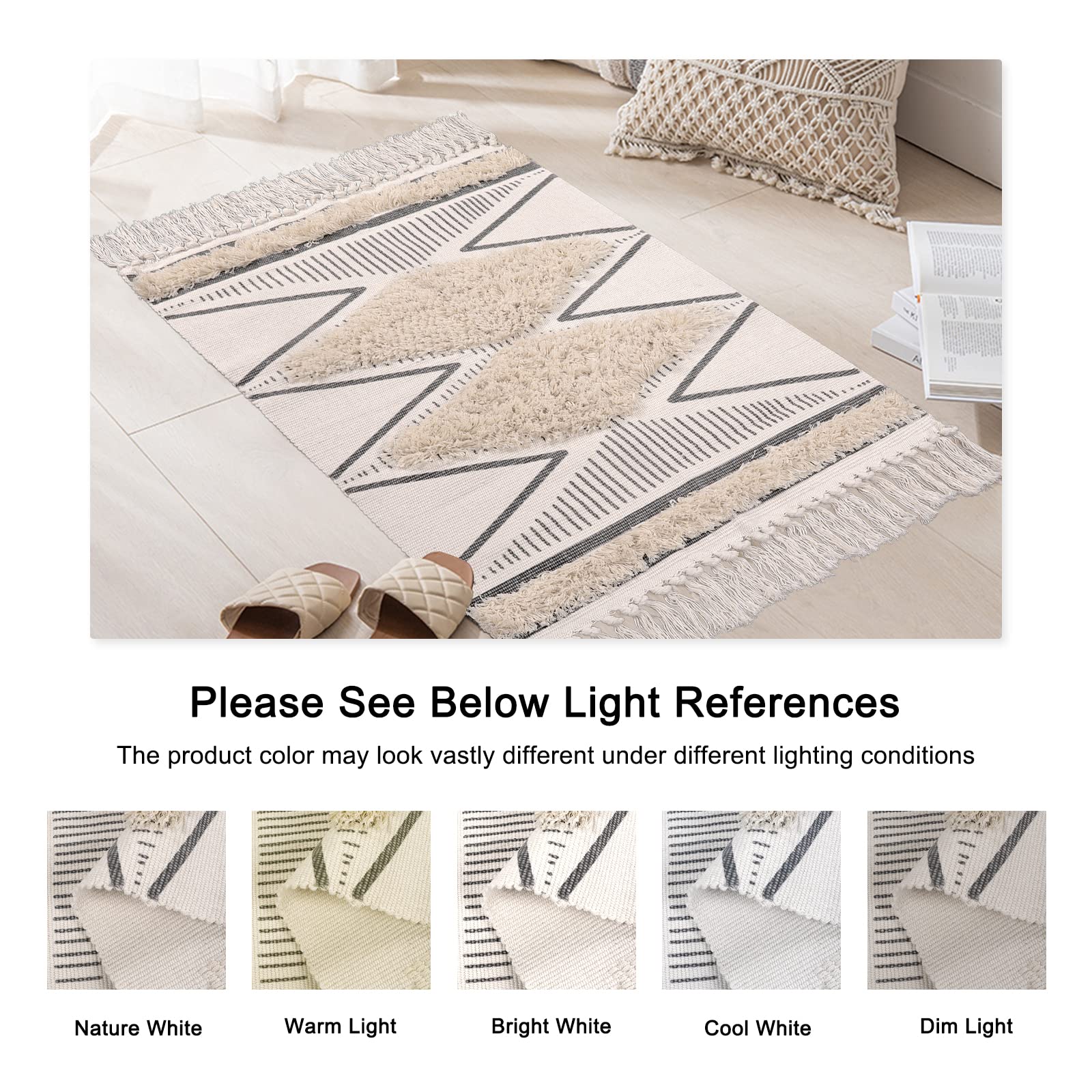 KIMODE 5x7 Washable Area Rug - Boho Farmhouse Woven Indoor/Outdoor Rug for Living Room, Bedroom, Dining Room, Nursery & Office - Lightweight Large Rug Perfect for Home Decor, Dorm & Patio Use