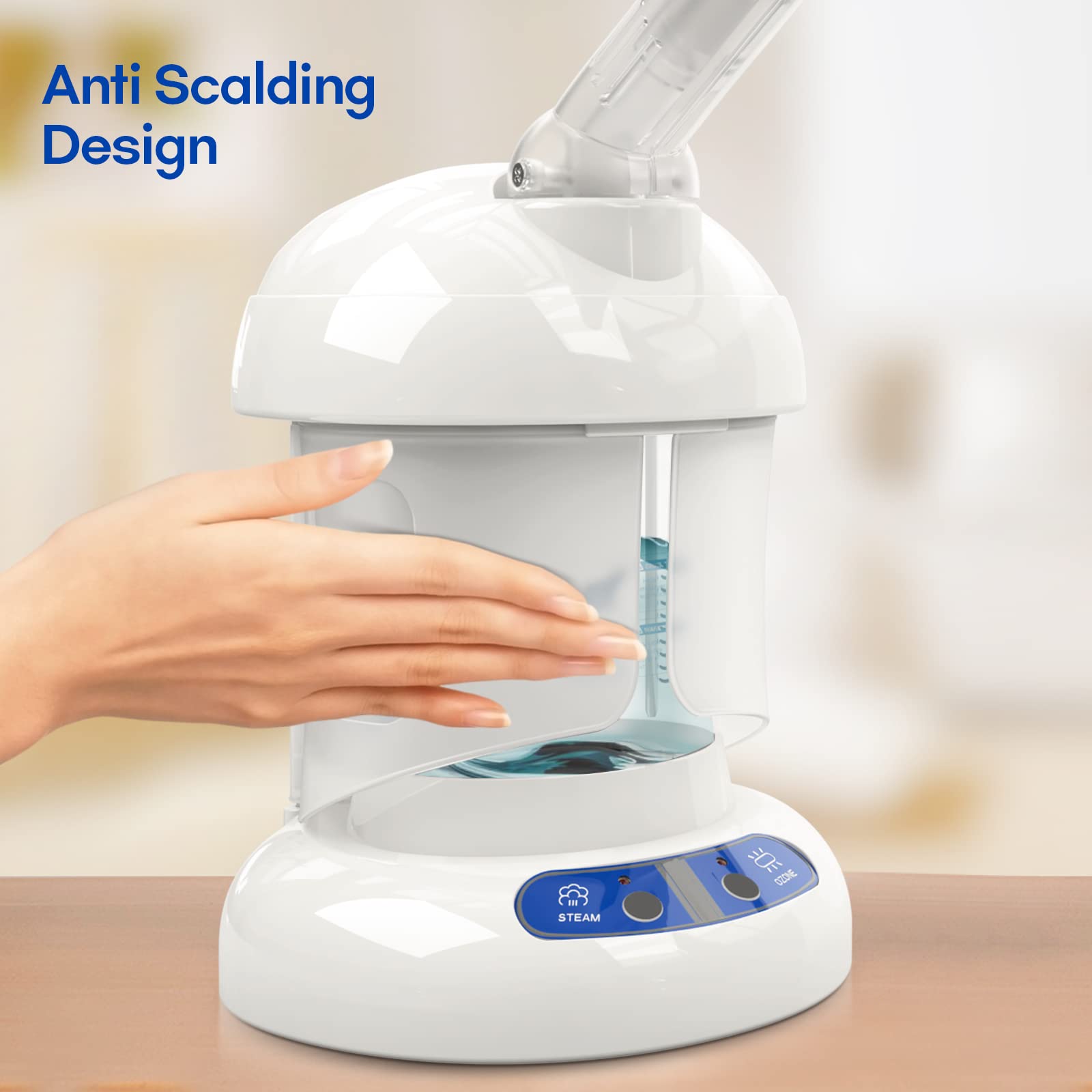 Kingsteam Professional Ozone Facial Steamer for Skin Care - Deep Cleaning Face Steamer with Sauna Spa Function, Removes Blackheads & Opens Pores, White | Perfect for At-Home Spa Treatments & Salon Quality Skincare