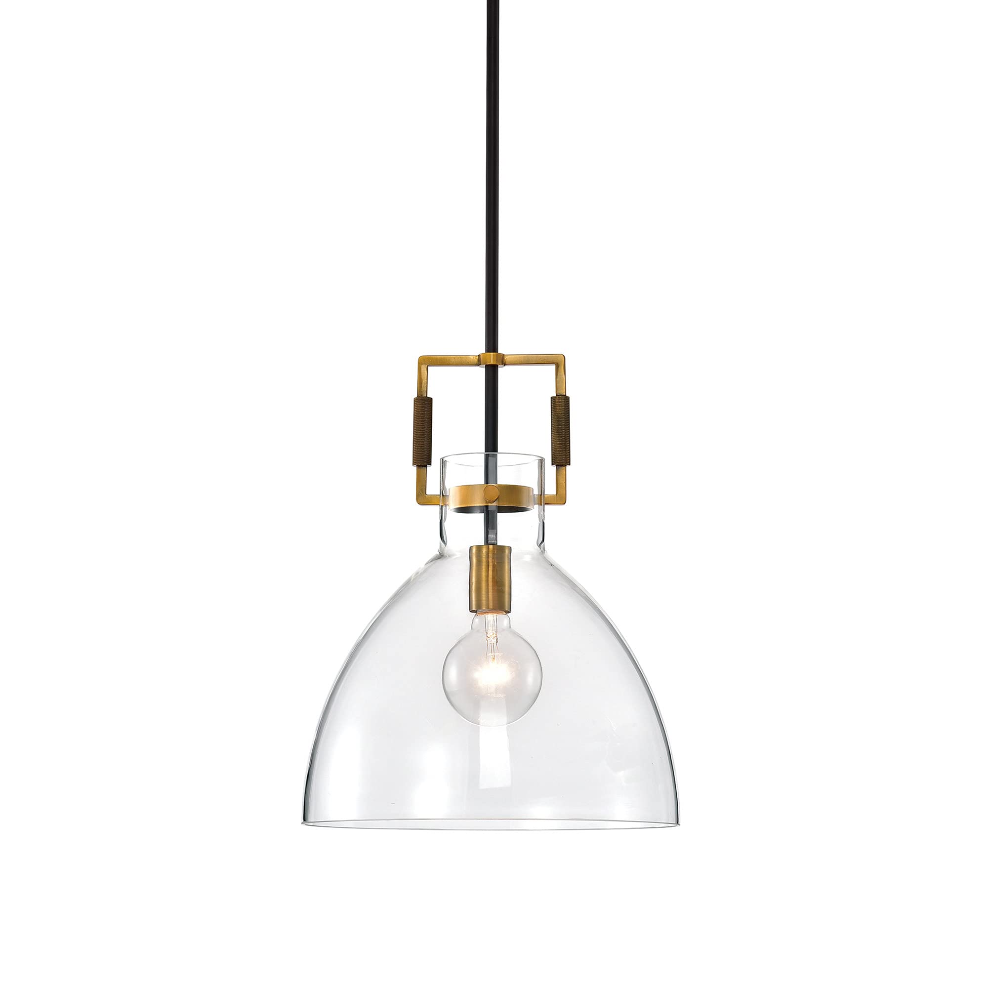 Edvivi 1-Light Oil Rubbed Bronze & Antique Gold Glass Bowl Pendant Light Fixture - Vintage Industrial Ceiling Light for Dining Room, Kitchen Island, or Entryway