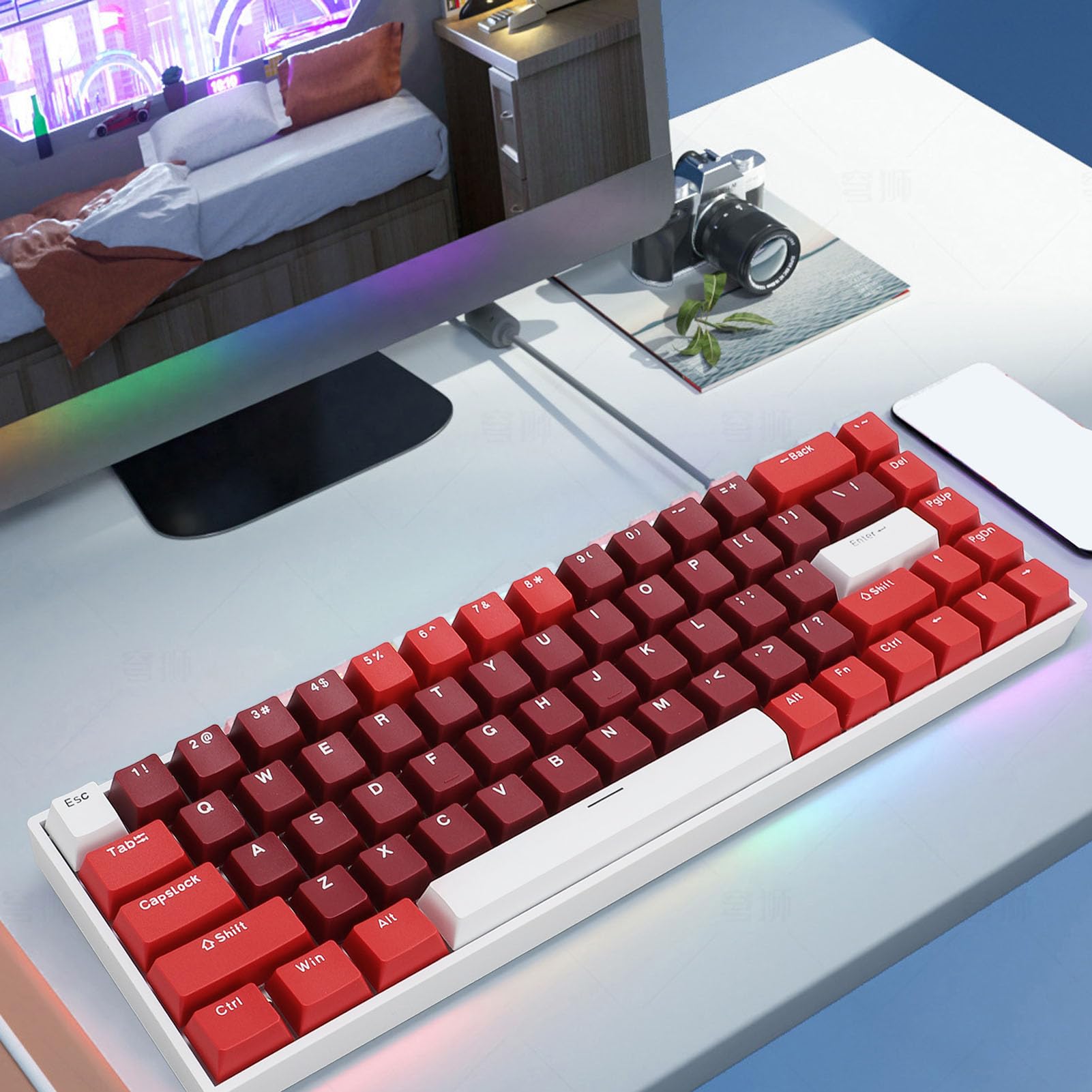 Ciciglow 68 Key RGB Mechanical Gaming Keyboard - Wired & Wireless, Blue Switches, Compact Design for PC & Mac | Perfect for Gaming, Typing & Office Work