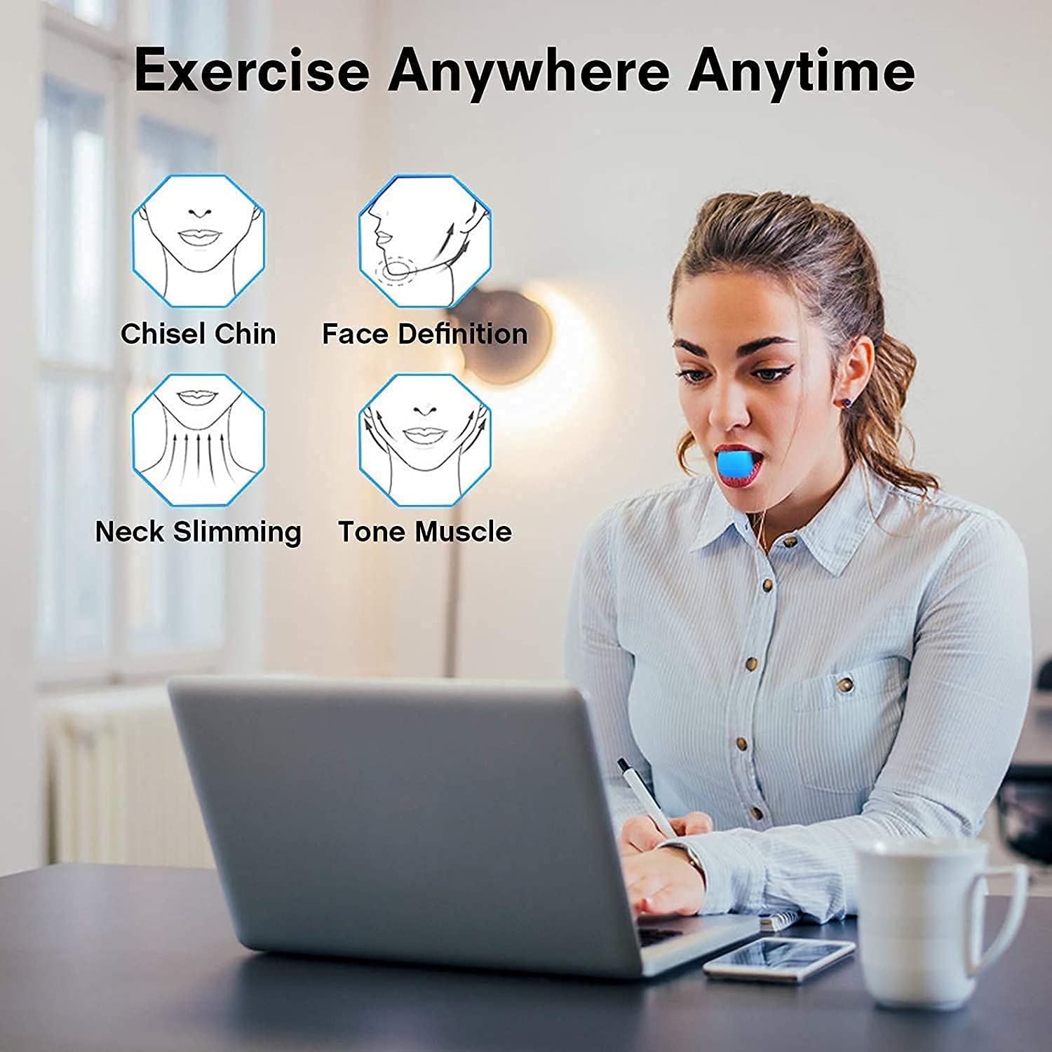 Kixre Jawline Exercise Ball - Double Chin Reducer & Neck Toner for Men and Women | Chewable Jaw Exerciser for Stronger Jawline & Facial Toning | Perfect for Home Workout, Office Stress Relief & Fitness Training