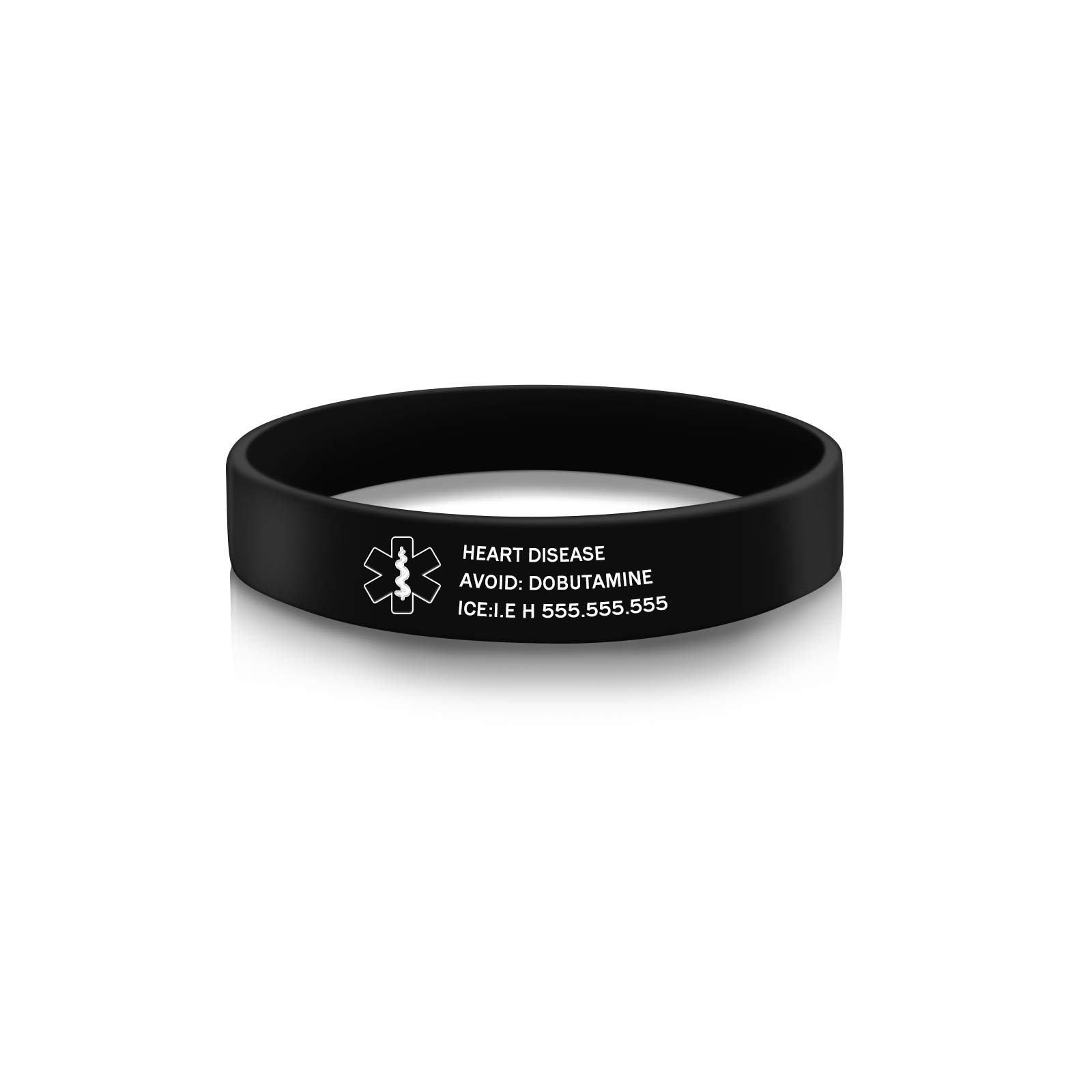 Personalized Medical Alert Bracelets for Men, Women & Kids - Waterproof Silicone Rubber Sport Emergency ID Wristband with Free Engraving - Ideal for Running, Hiking, Swimming & Outdoor Activities